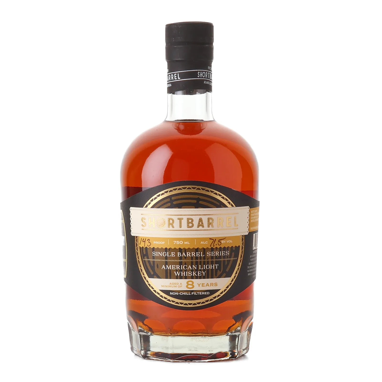 Shortbarrel American Light Whiskey Single Barrel Series 8 Year Old, Cask #GA4A-8, Shortbarrel, 71.5% whisky bottle