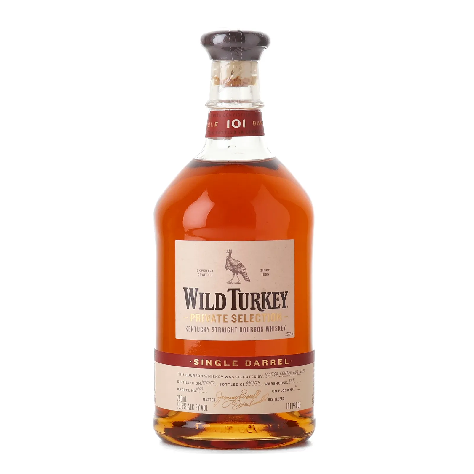 Wild Turkey Private Selection Single Barrel Visitor Center 8 Year Old, Cask #0479, 2024, 50.5% whisky bottle