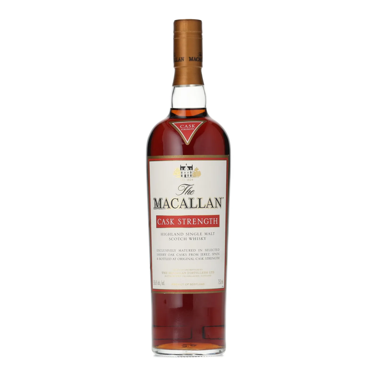Macallan Cask Strength 10 Year Old, Sherry Cask, 58.6% whisky bottle