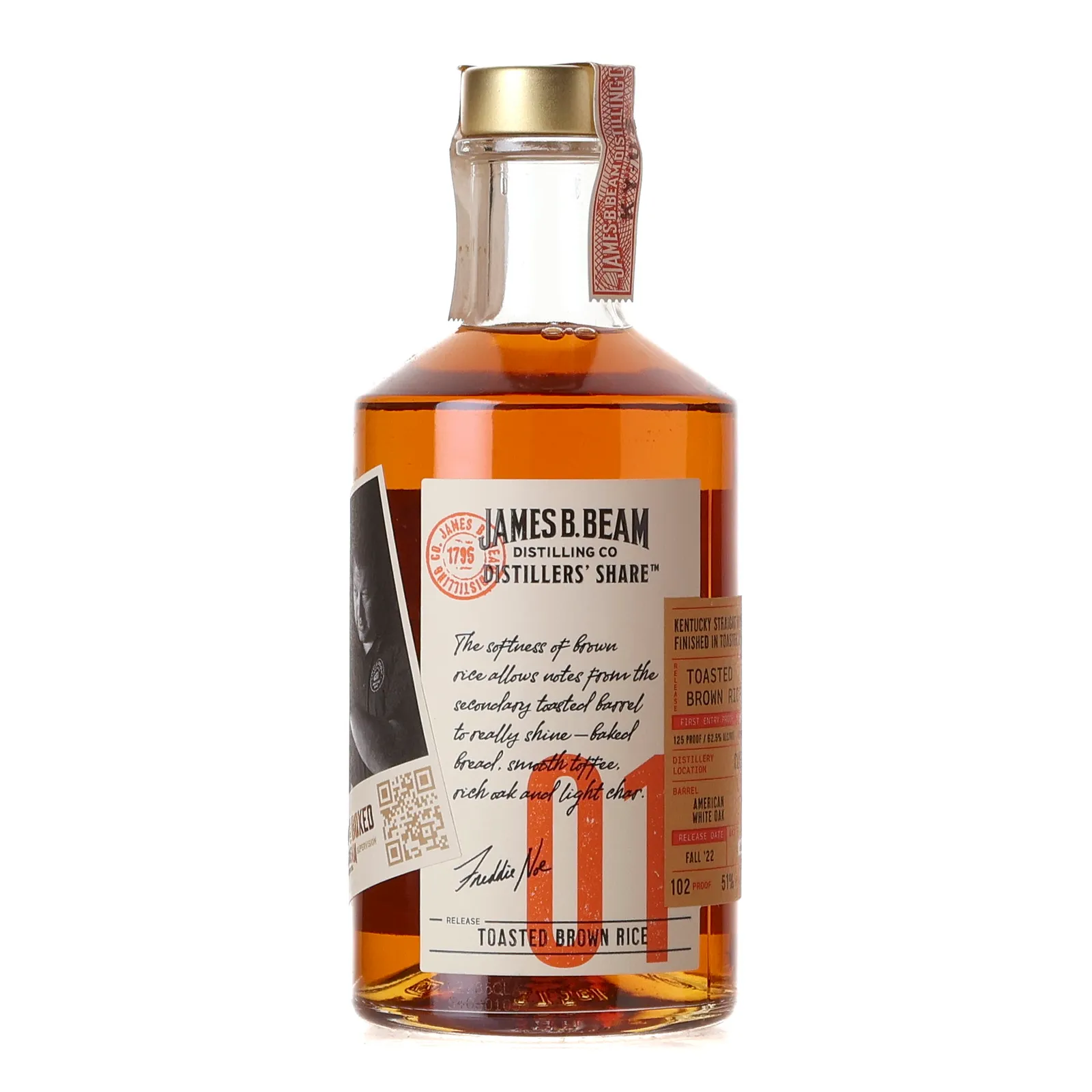James B. Beam Distillers' Share Toasted Brown Rice 5 Year Old, Toasted Cask, Batch No. 001, 51% whisky bottle