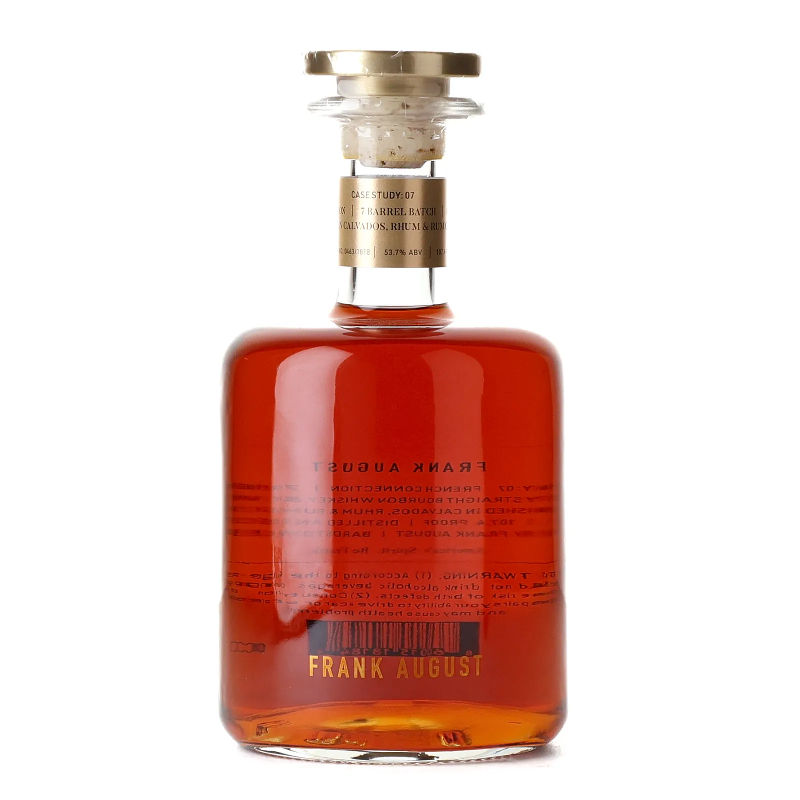 Frank August Case Study: 07 French Connection, Calvados, Rhum & Rum Cask, Batch No. 4/7, 53.7% whisky bottle