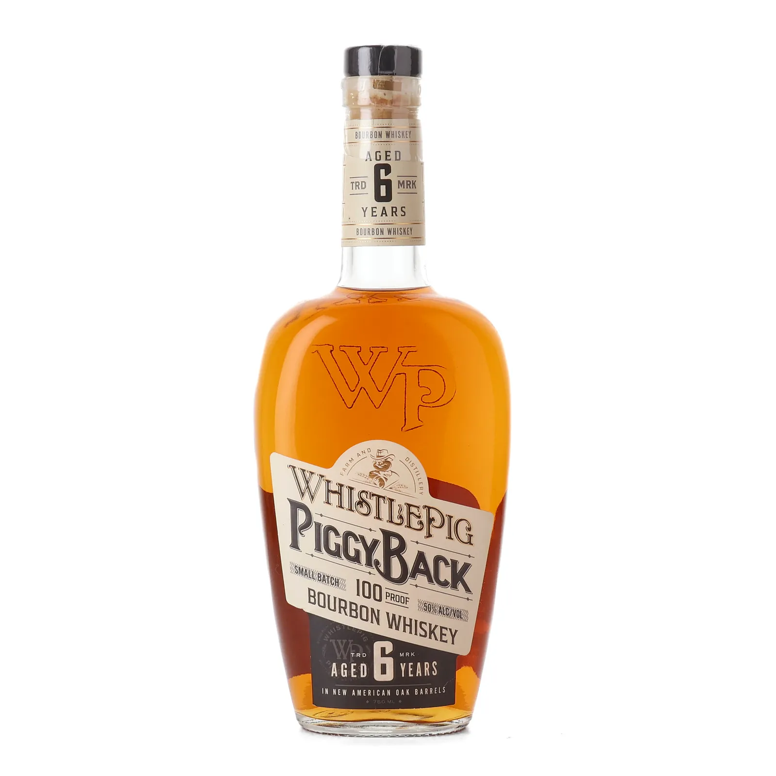 WhistlePig PiggyBack Small Batch No. Bourbon 6 Year Old, New American Oak Cask, 50% whisky bottle
