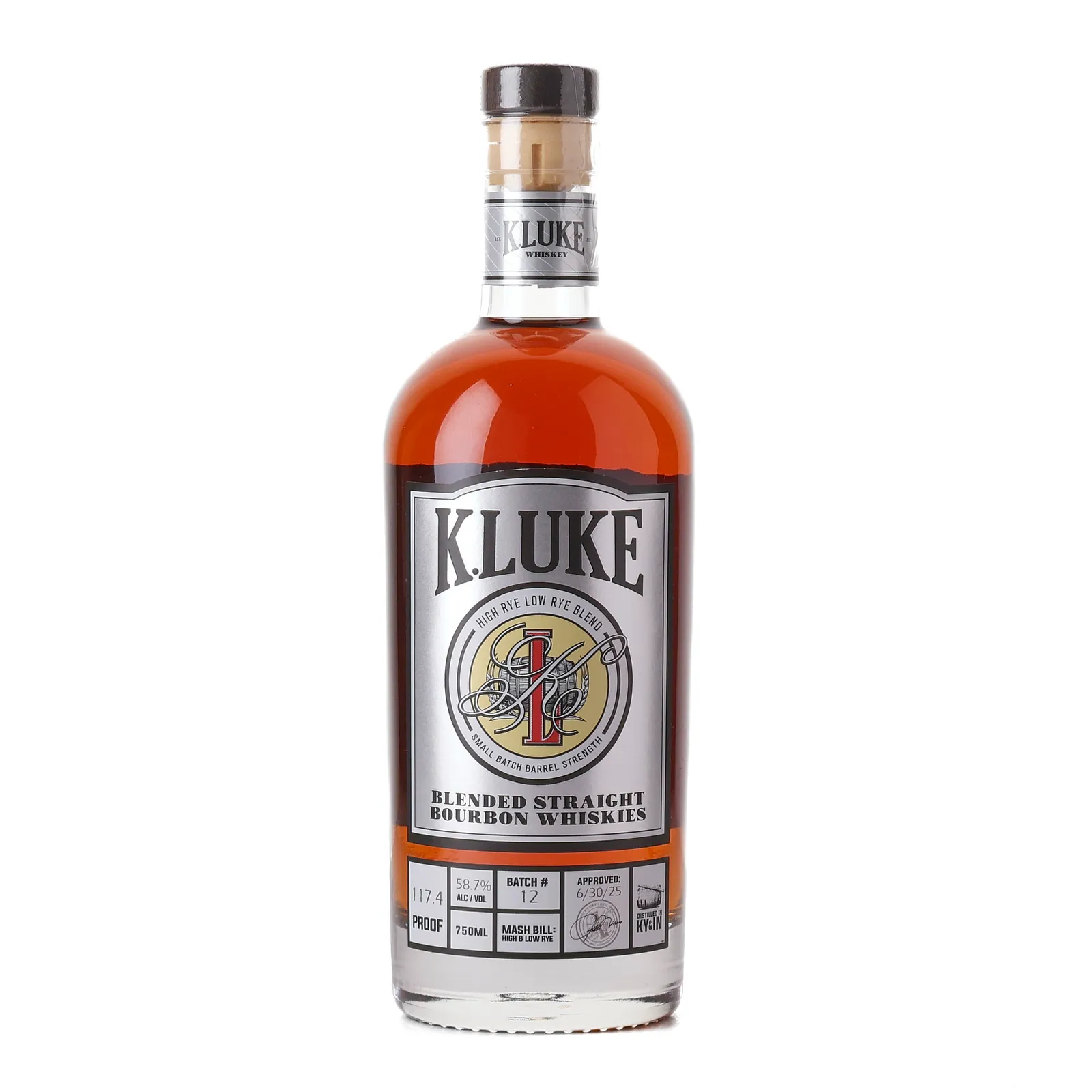 K. Luke Blended Straight Bourbon Whiskies, Cabernet Cask, Batch No. 12, 58.7% whisky bottle