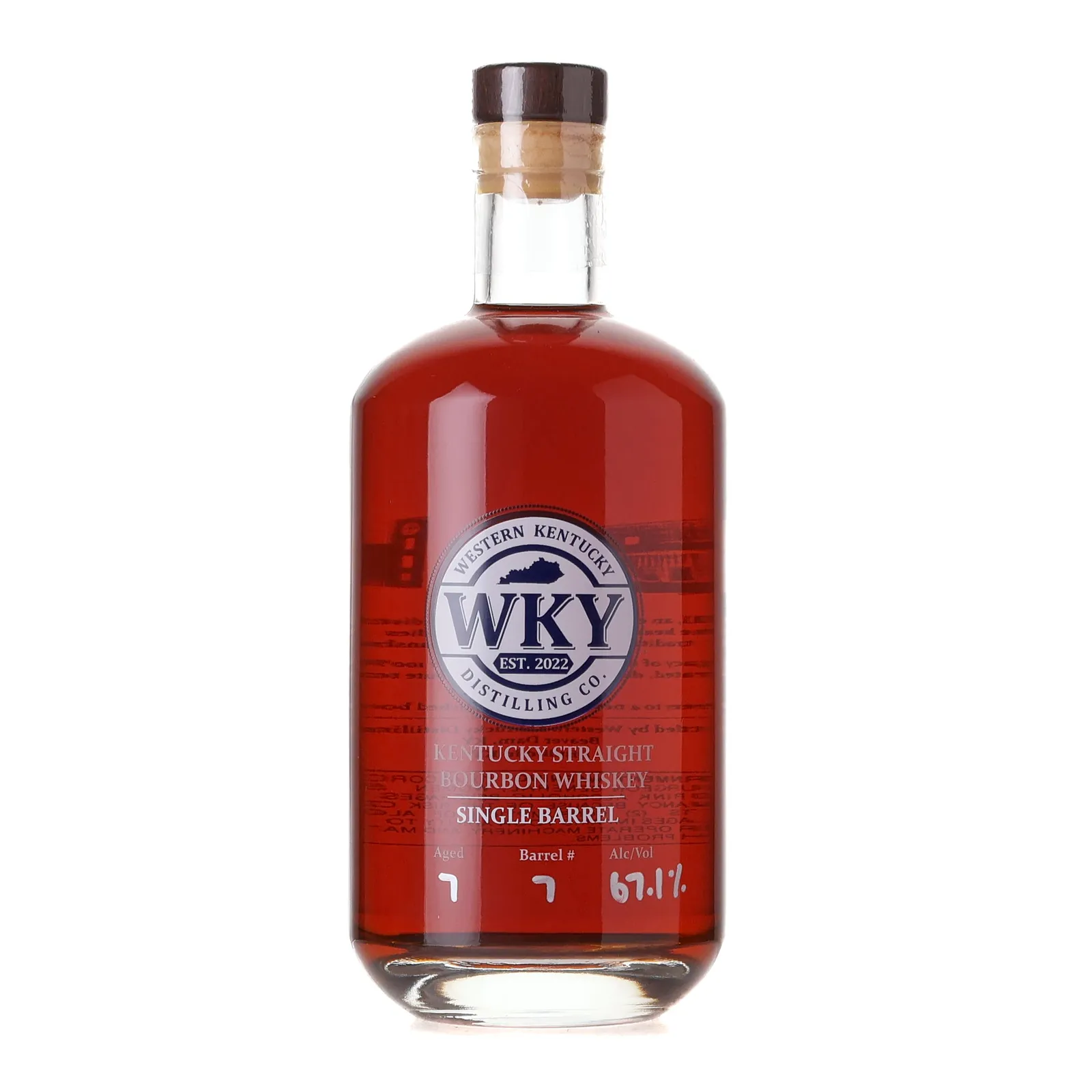 Western Kentucky Distilling Co. Single Barrel 7 Year Old, Cask #7, 67.1% whisky bottle