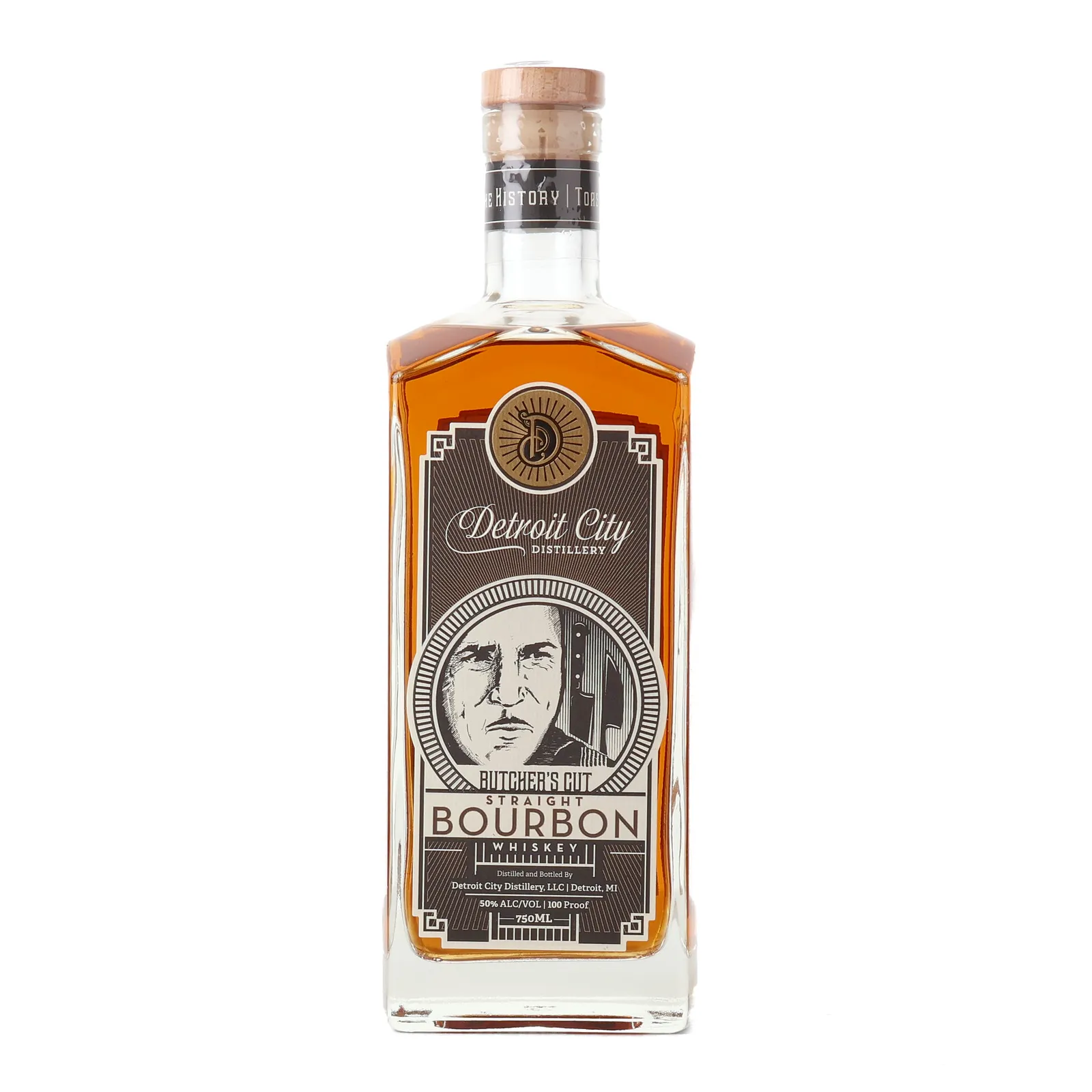 Detroit City Butcher's Cut Straight Bourbon Whiskey, Smoked Oak Cask, 50% whisky bottle