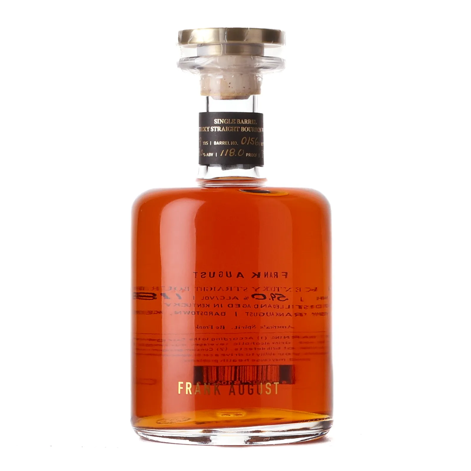 Frank August Single Barrel Kentucky Straight Bourbon Whiskey 7 Year Old, Cask #0156, 59% whisky bottle