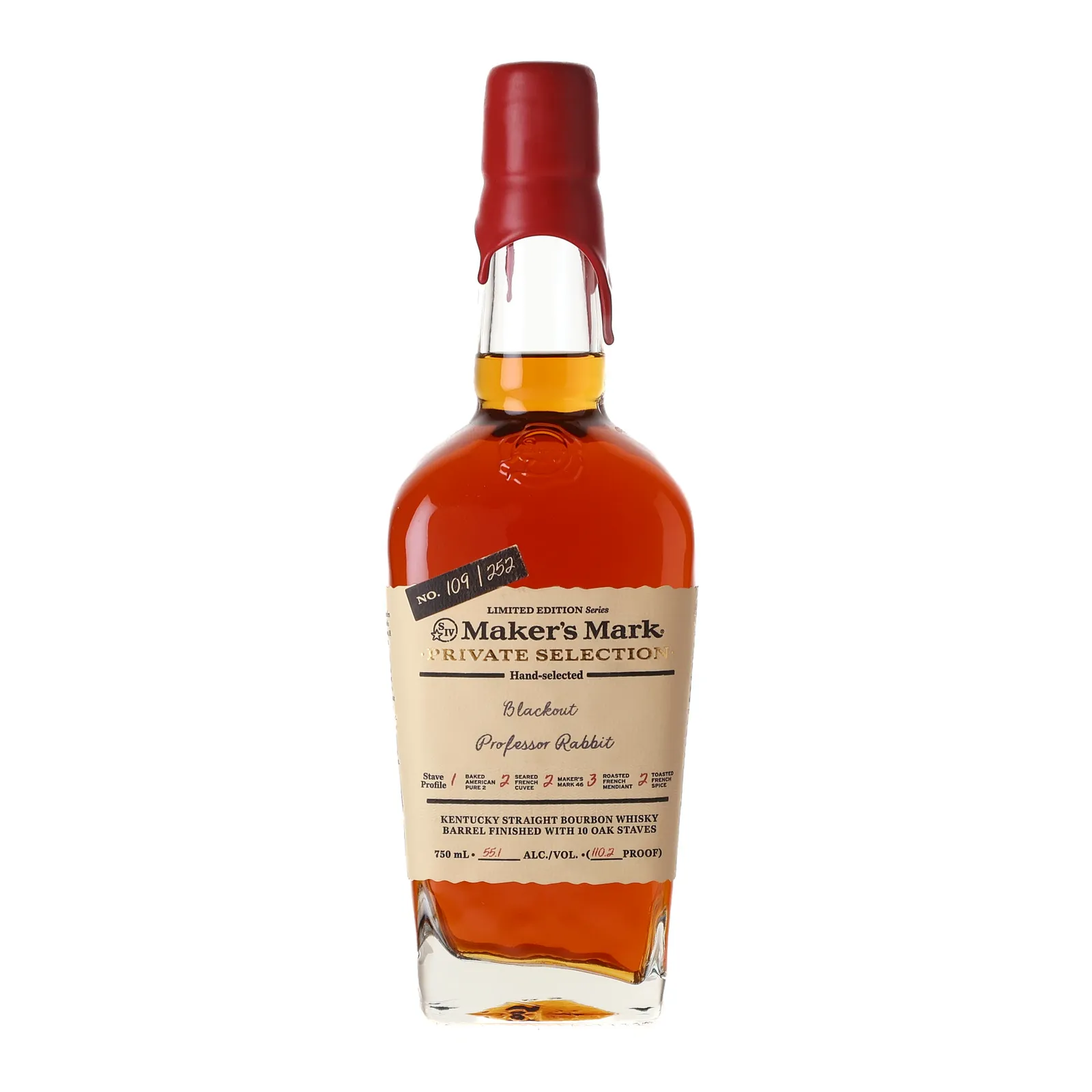 Maker's Mark Private Selection 'Blackout' Professor Rabbit, 55.1% whisky bottle