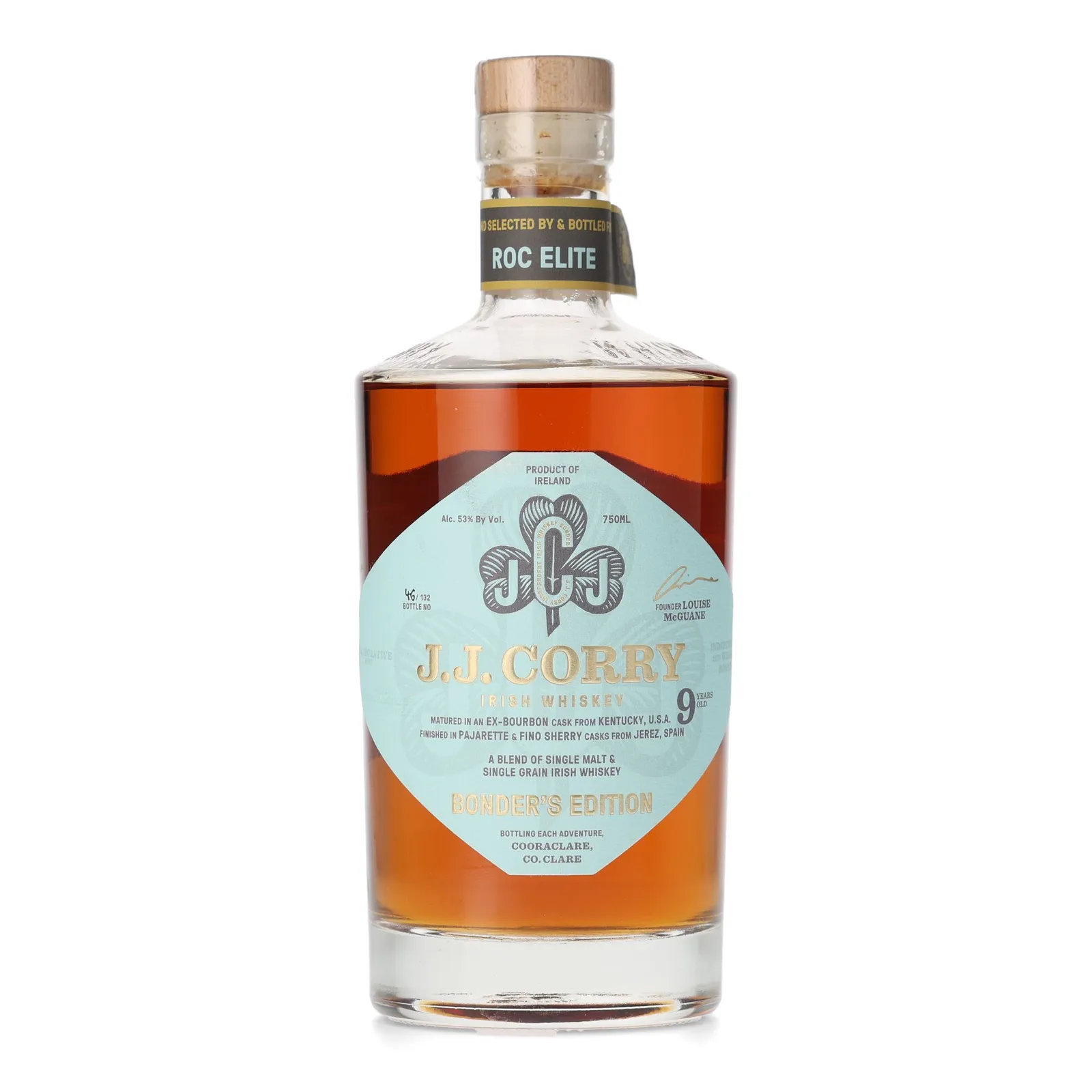 J.J. Corry Bonder's Edition 'Roc Elite' Private Barrel Selection 9 Year Old, Bourbon, Fino Sherry & Pajarette Sherry Cask, J.J. Corry, 53% whisky bottle