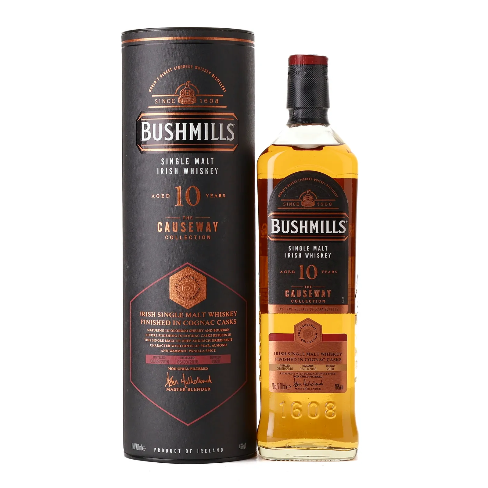 Bushmills The Causeway Collection 10 Year Old, Cognac Cask, 2020, 46% whisky bottle