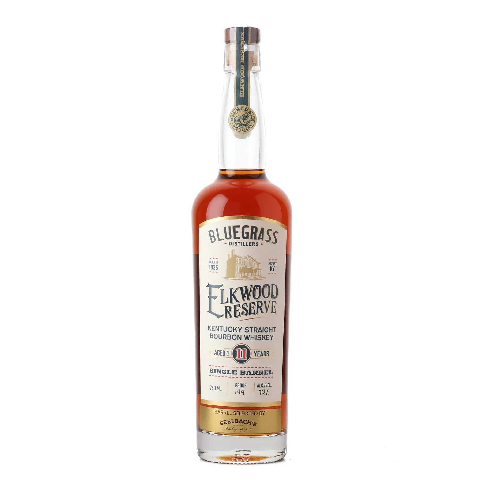 Bluegrass Elkwood Reserve 11 Year Old, New Charred Oak Cask, Cask #4005, Release 11, 2026, Seelbach's, 72% whisky bottle