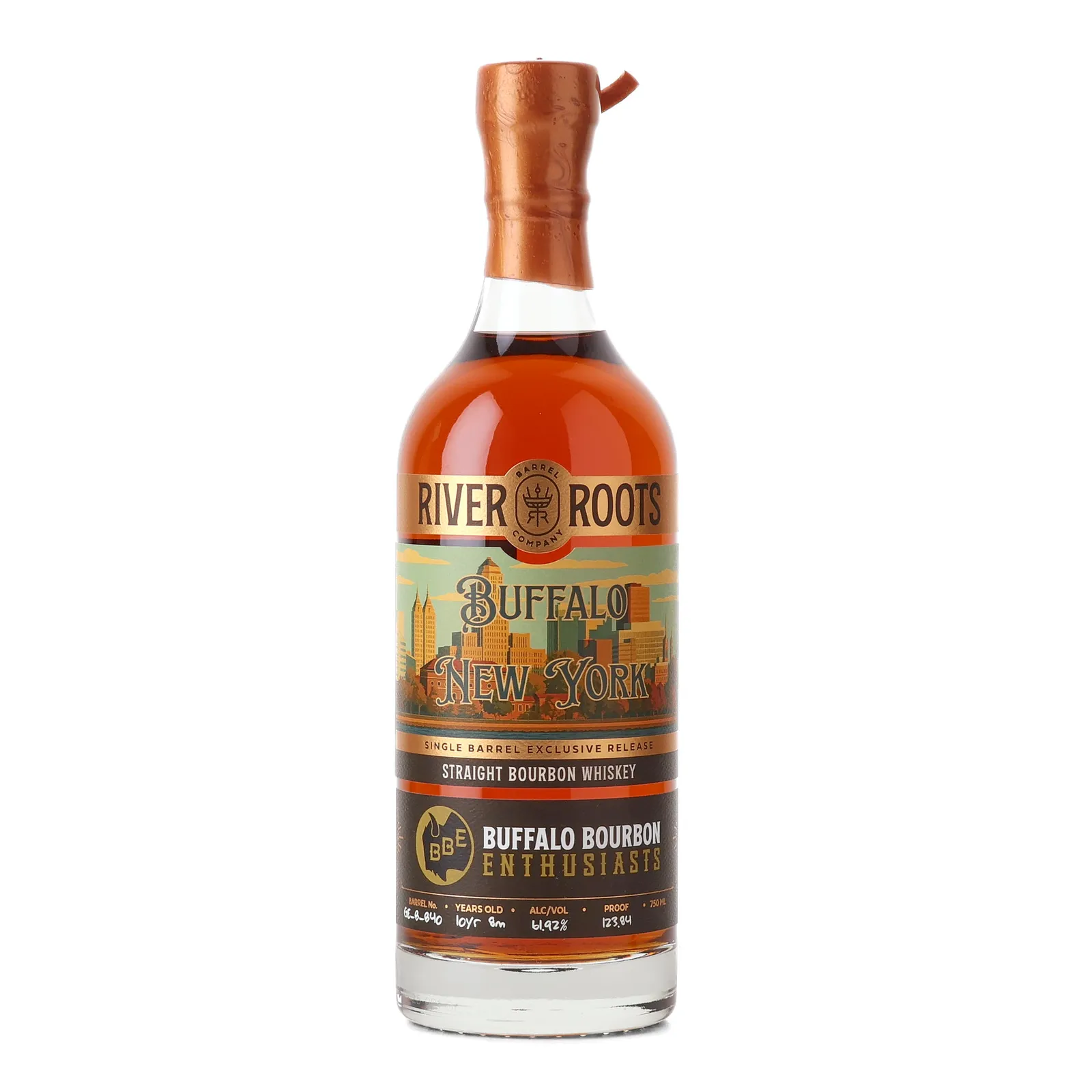 River Roots Buffalo Bourbon Enthusiasts 10 Year Old, Bourbon Cask, Cask #GE-B-040, River Roots Barrel Co., 61.92% whisky bottle