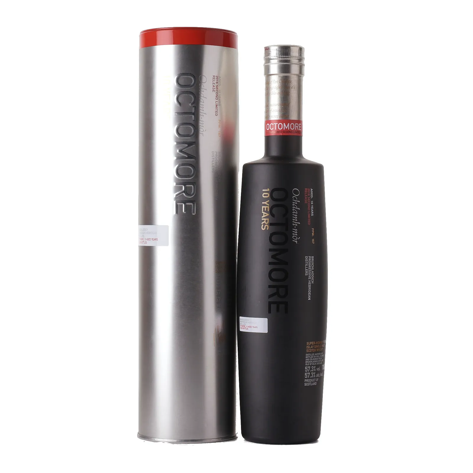 Bruichladdich Octomore 10 Year Old 2016 Second Release, Bourbon & Wine Cask, 2016, 57.3% whisky bottle