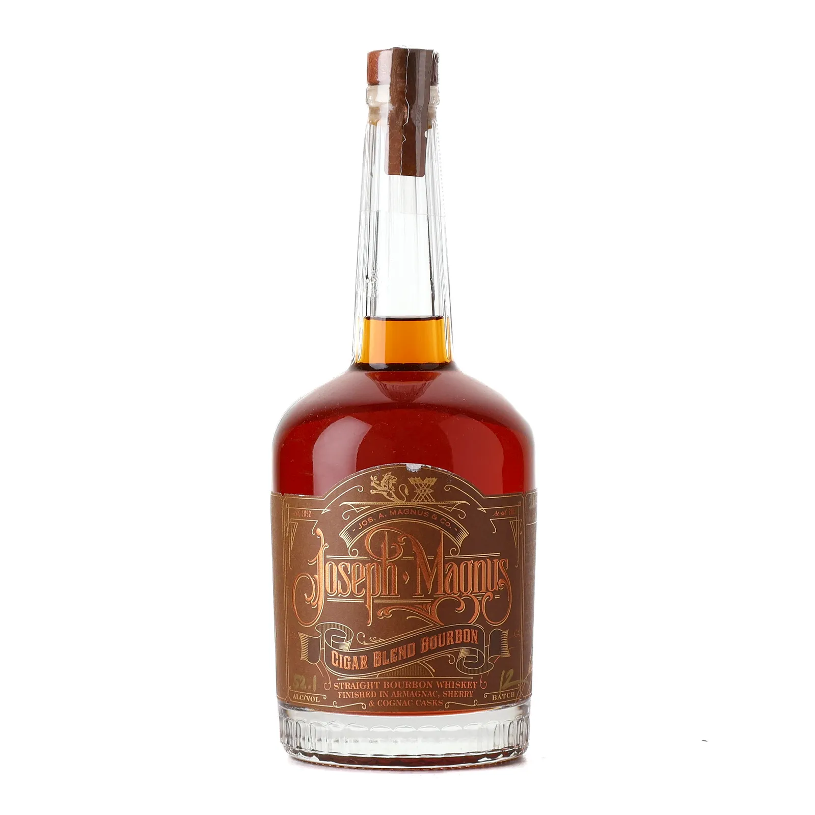 Joseph A. Magnus Cigar Blend Bourbon, Sherry, Armagnac & Cognac Cask, Batch No. 12, 52.1% whisky bottle