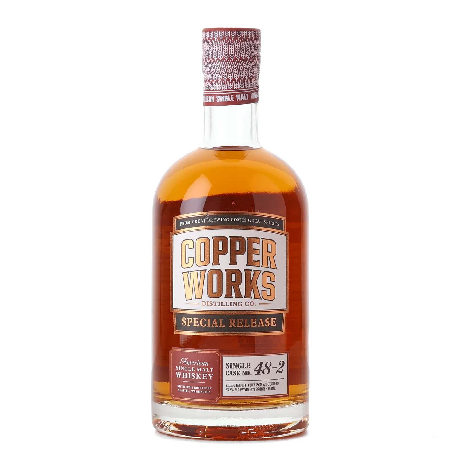 Copperworks R/Bourbon Private Barrel Selection 6 Year Old, Refill Cask, Cask #48-2, 63.5% whisky bottle