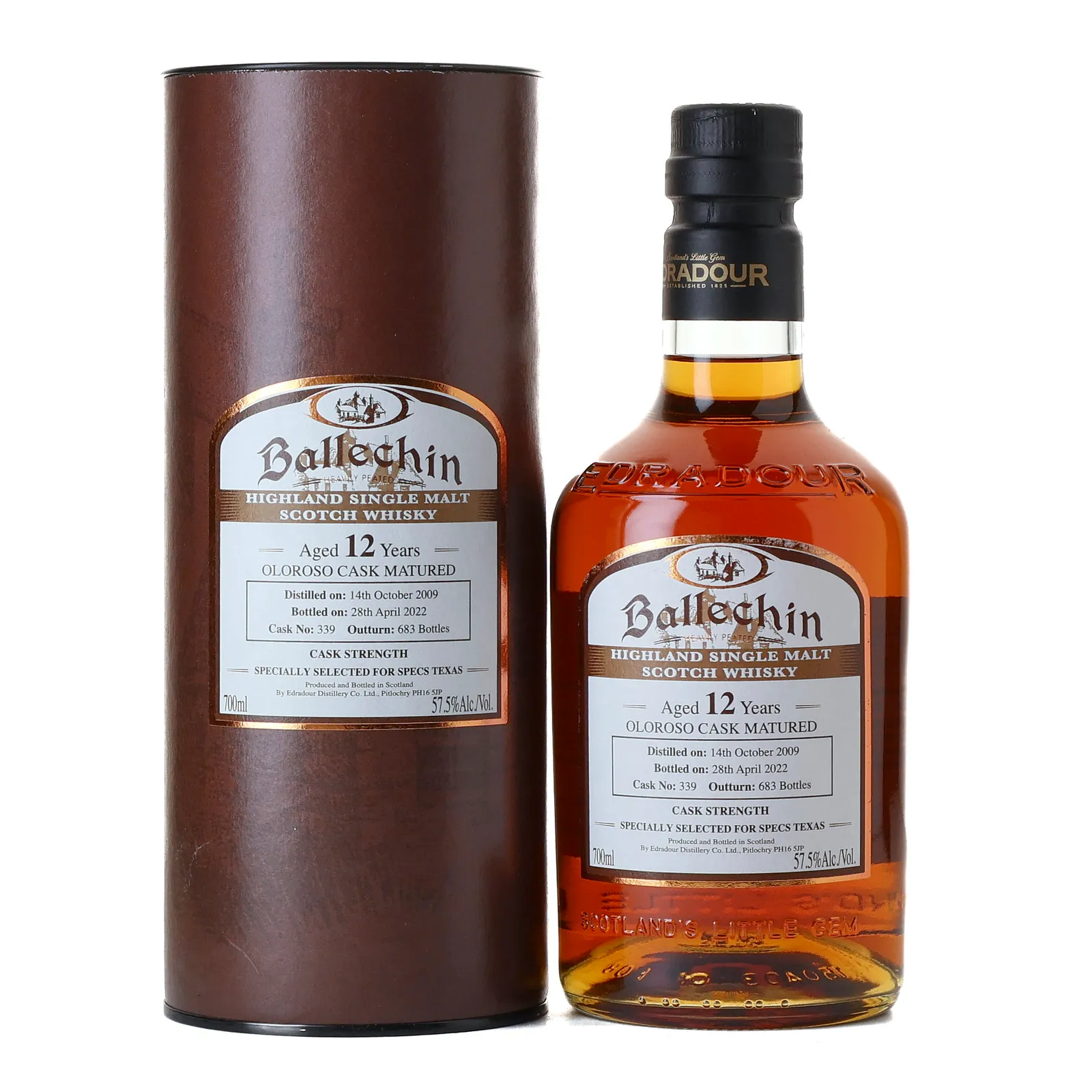 Ballechin 12 Year Old, Oloroso Cask, Cask #339, 2022, 57.5% whisky bottle