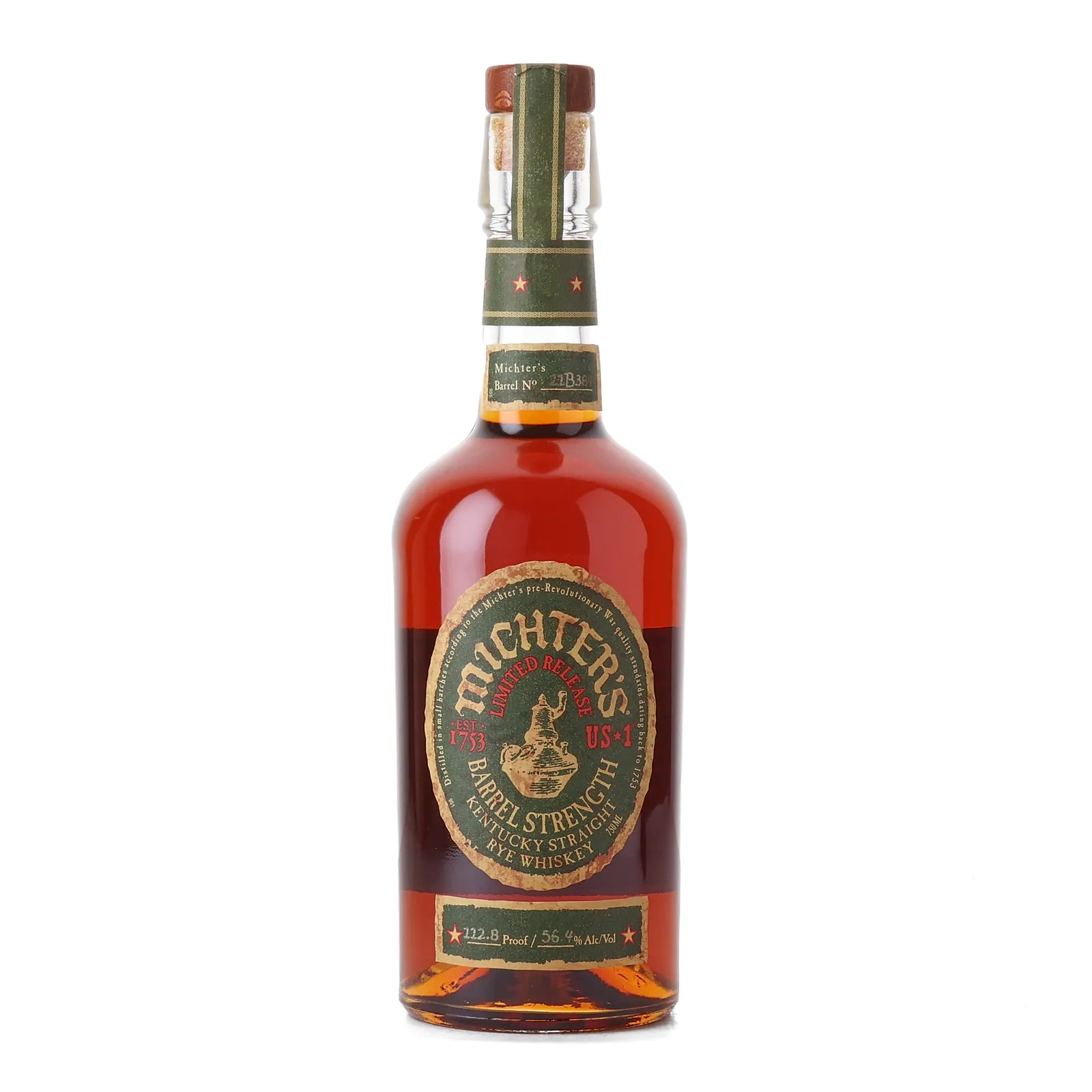 Michter's US*1 Barrel Strength Rye, Cask #21B384, 2021, 56.4% whisky bottle