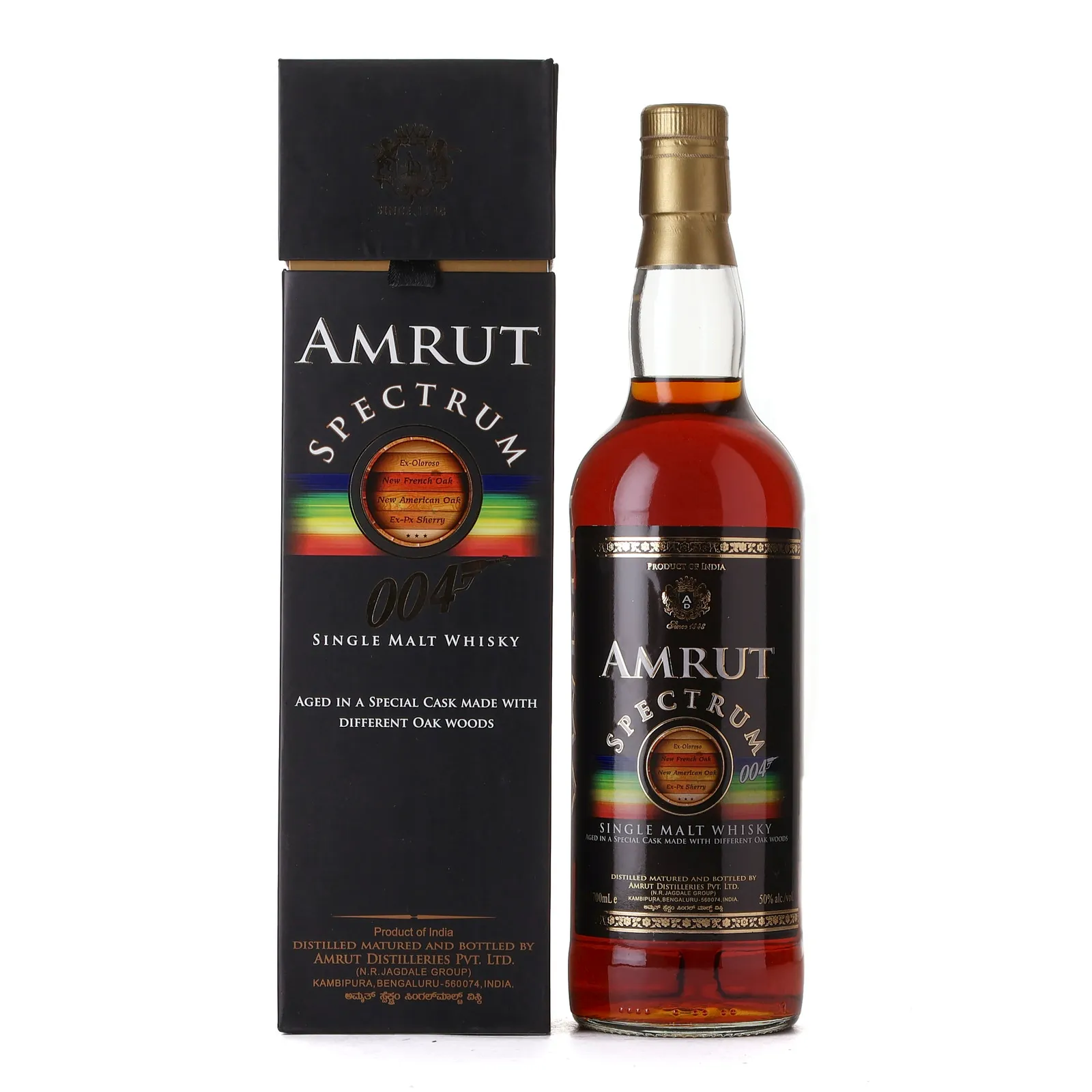 Amrut Spectrum 004, Custom-built & Ex-bourbon Cask, Batch No. 1, 2017, 50% whisky bottle