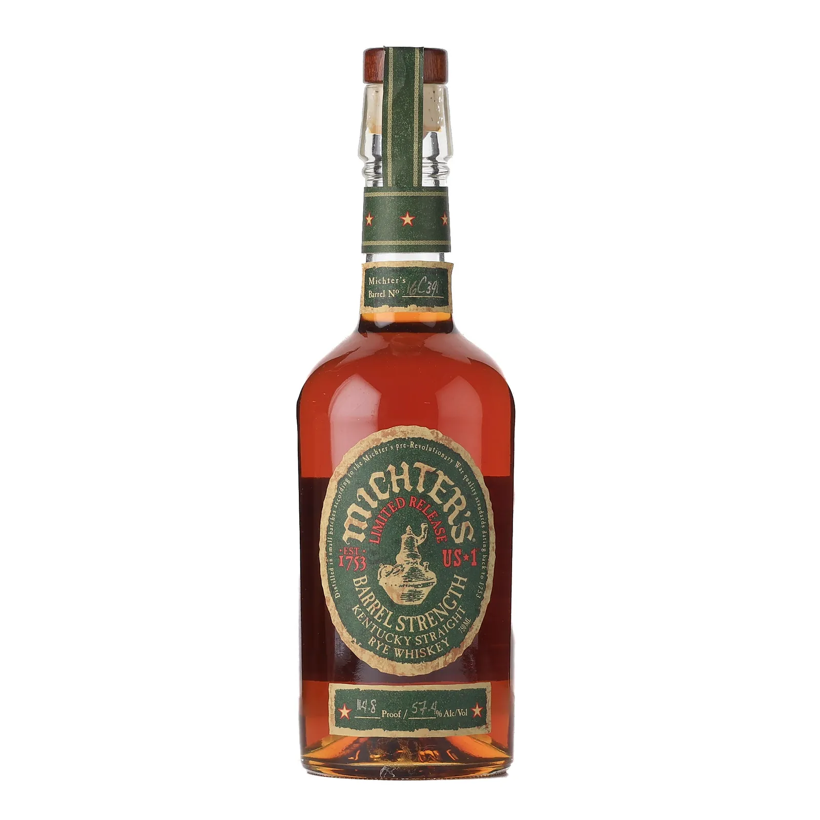Michter's US*1 Barrel Strength Straight Rye, Cask #16C391, 2016, 57.4% whisky bottle