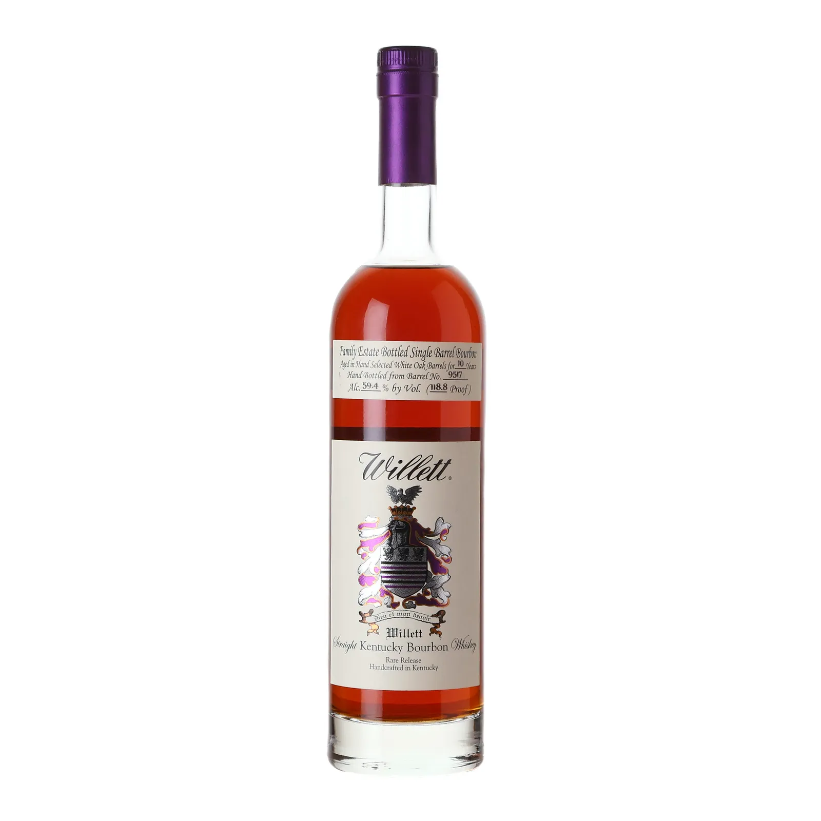 Willett Family Estate Single Barrel Bourbon 10 Year Old, White Oak Cask, Cask #9517, 59.4% whisky bottle