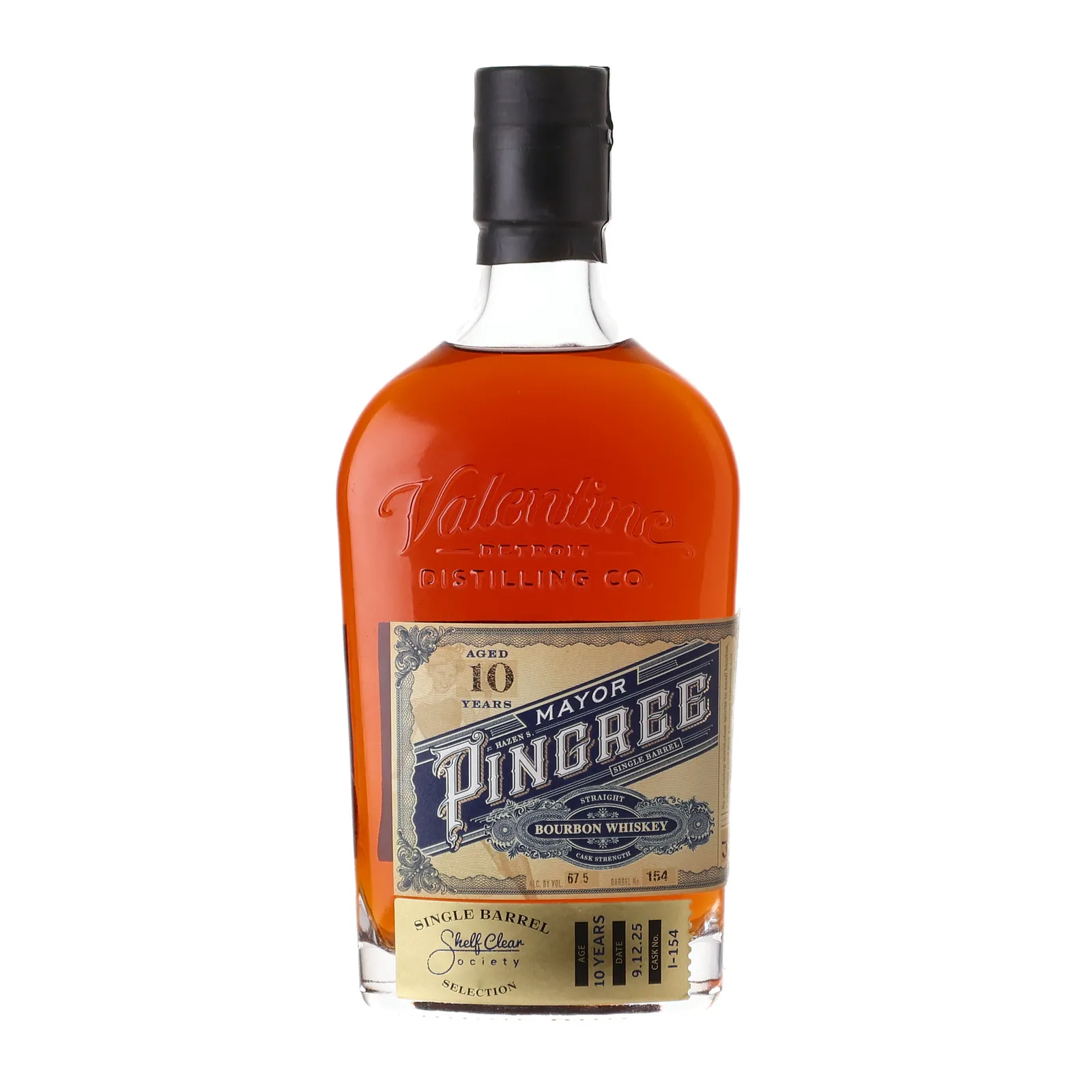 Mayor Pingree Shelf Clear Private Barrel Selection 10 Year Old, New Charred Oak Cask, Cask #I-154, 2025, 67.5% whisky bottle