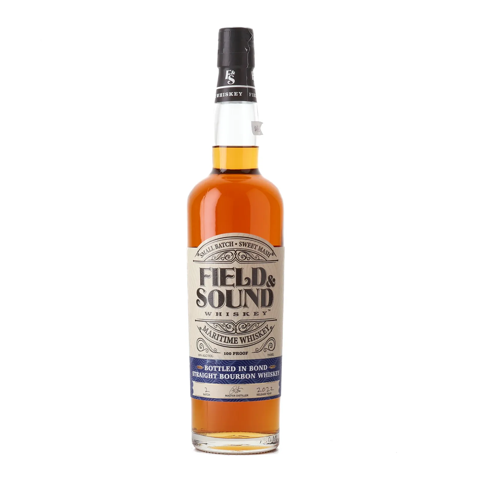 Field & Sound Bottled in Bond Straight Bourbon Whiskey 4 Year Old, Batch No. 2, 2022, 50% whisky bottle
