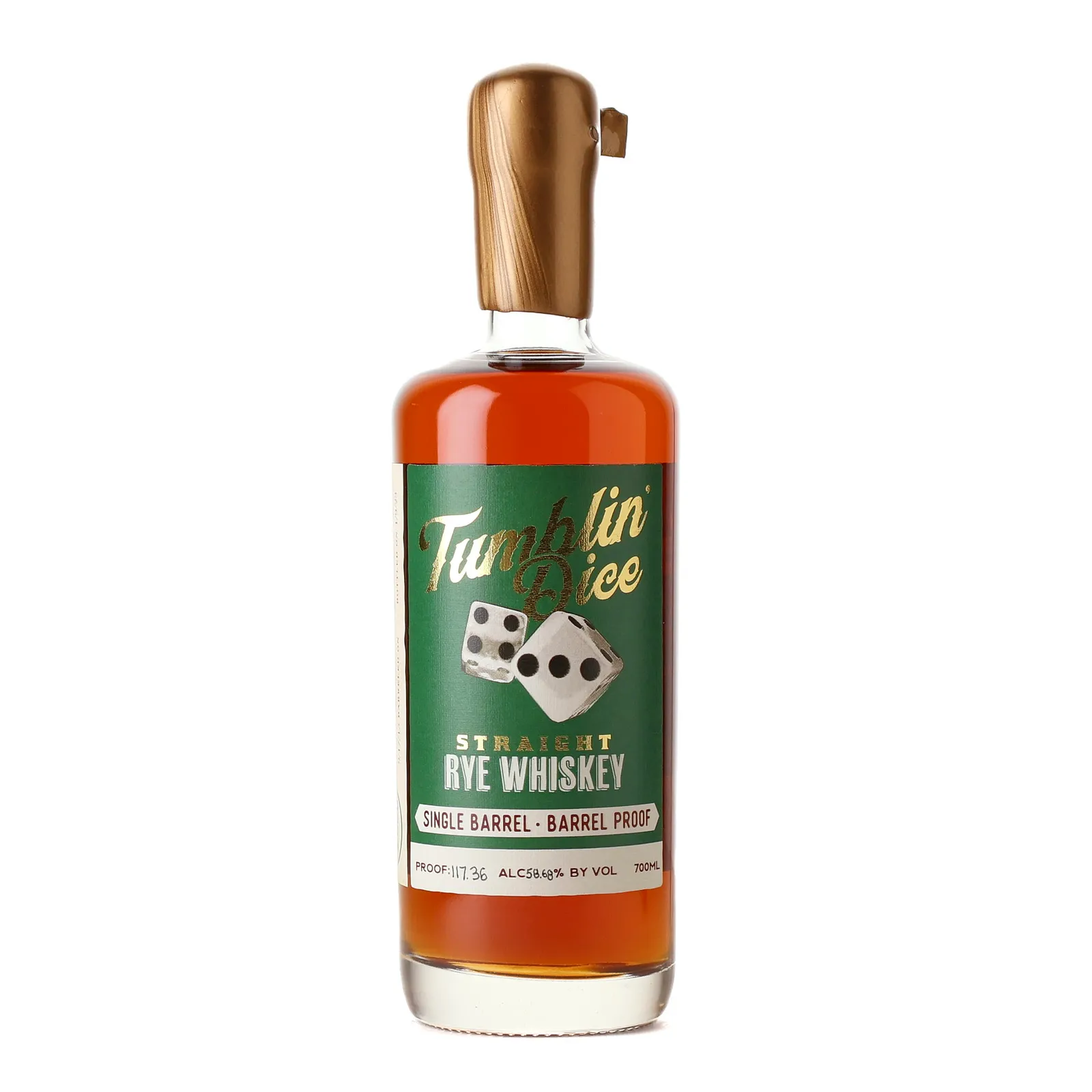 Tumblin' Dice Straight Rye Whiskey 'Delmonico / Liquor Lineup' Single Barrel 7 Year Old, 2015, Proof & Wood, 58.68% whisky bottle