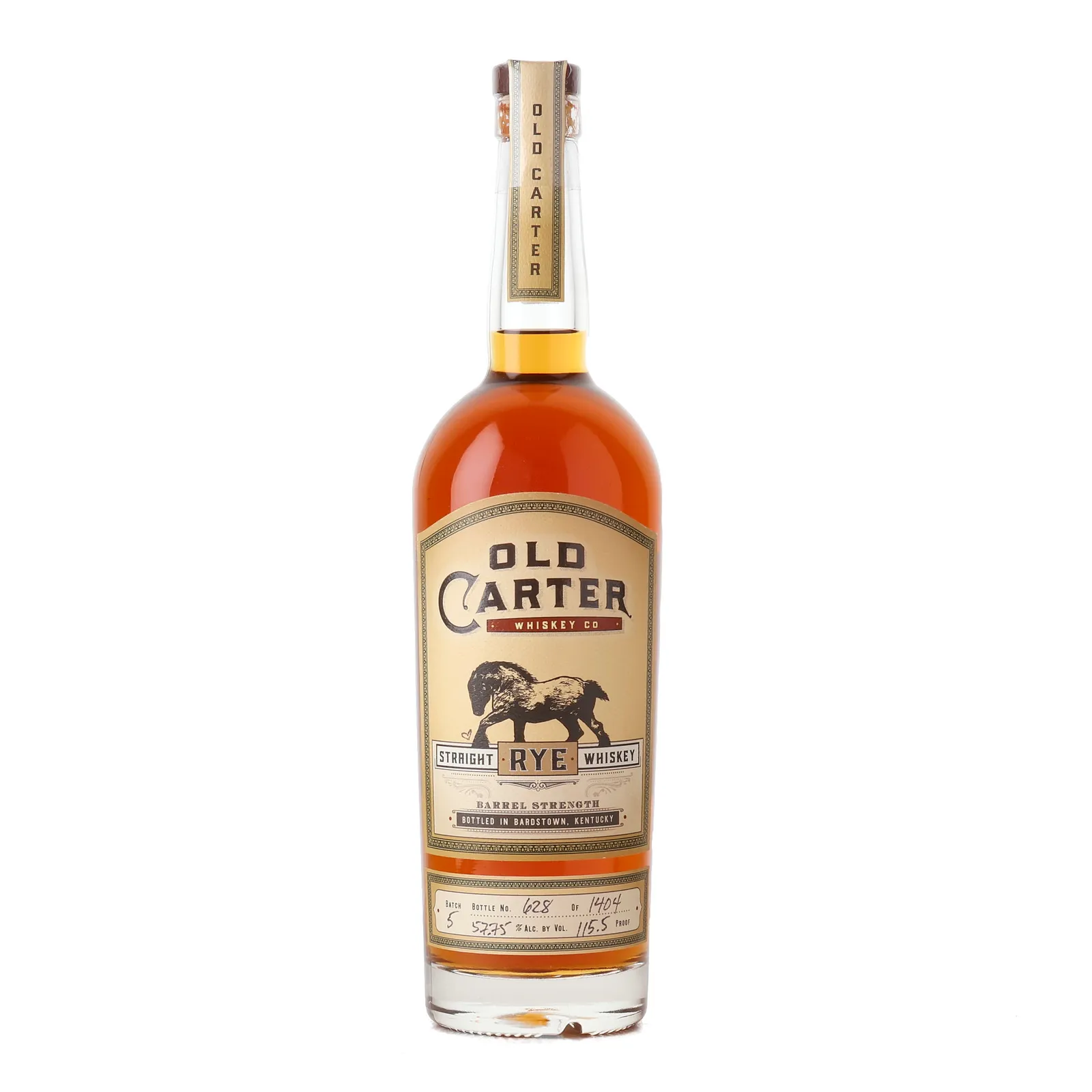 Old Carter Straight Rye Whiskey, Batch No. 5, Old Carter Whiskey Co., 57.75% whisky bottle