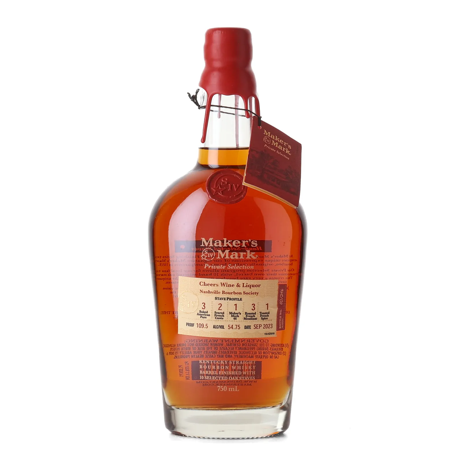 Maker's Mark Private Selection Cheers Wine & Liquor - Nashville Bourbon Society, 2023, 54.75% whisky bottle