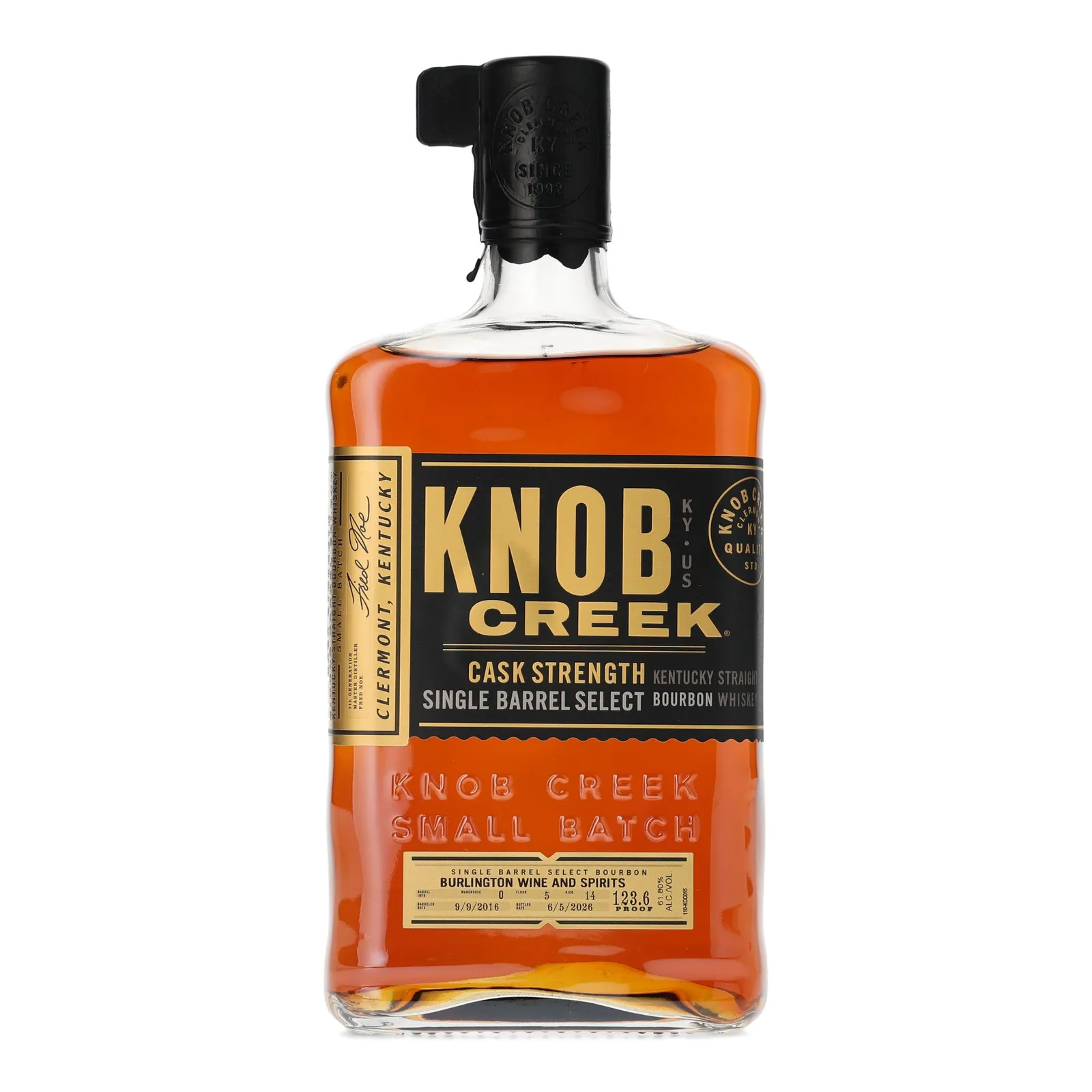 Knob Creek Single Barrel Select Burlington Wine & Spirits 9 Year Old, Bourbon Cask, 2026, 61.8% whisky bottle