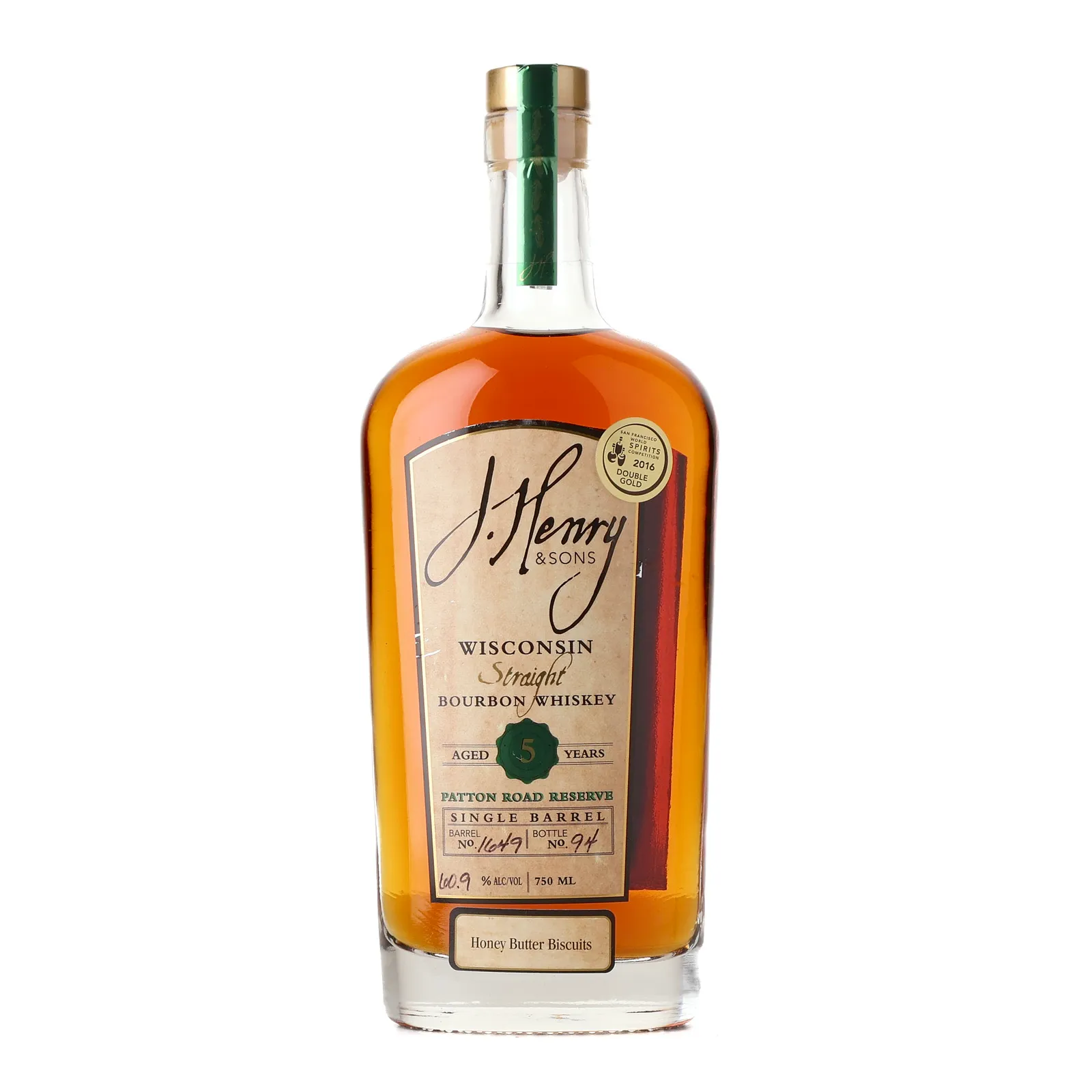 J. Henry & Sons Patton Road Reserve 'Honey Butter Biscuits' 5 Year Old, Cask #1649, 60.9% whisky bottle