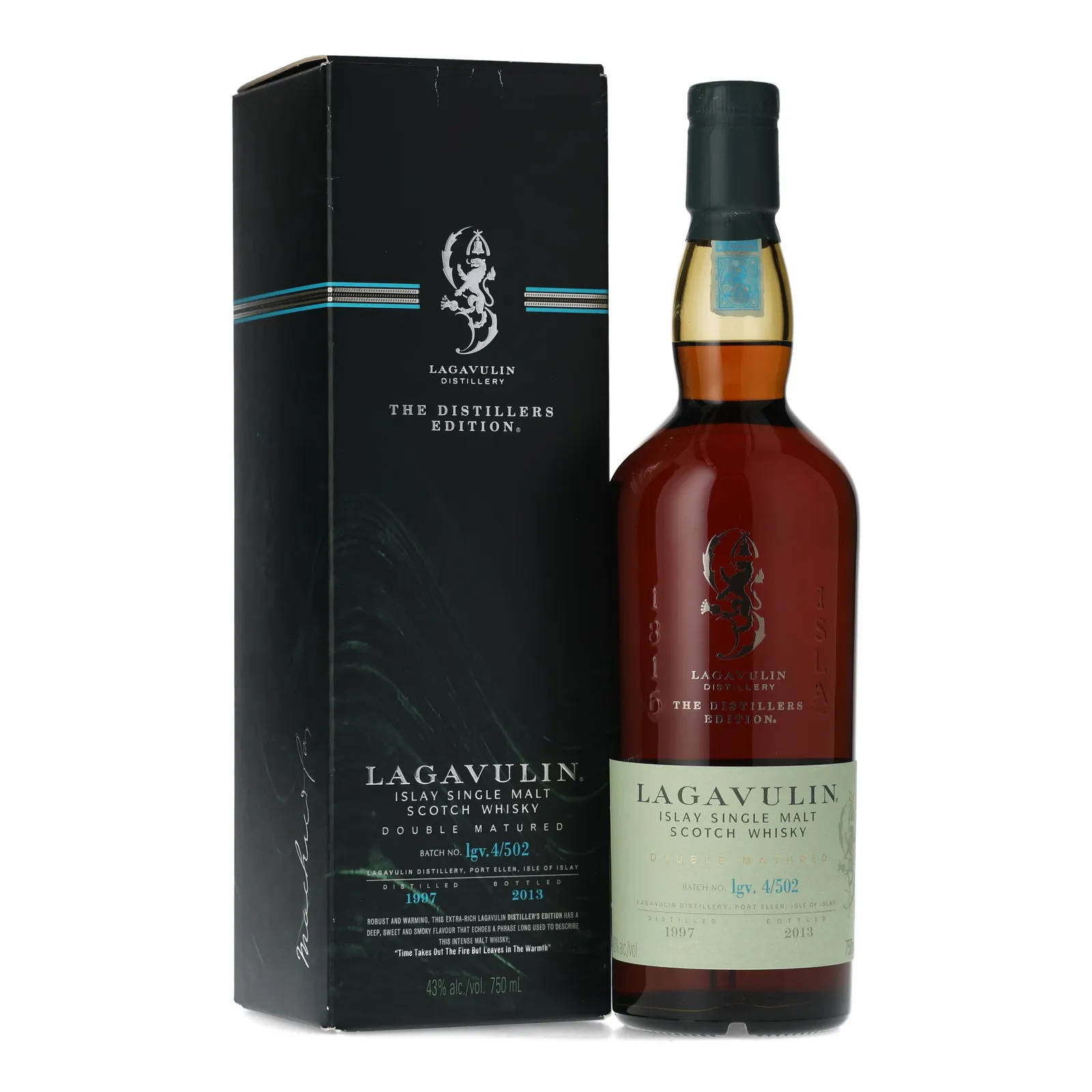 Lagavulin Distillers Edition Double Matured 16 Year Old, Pedro Ximénez Sherry Cask, Batch No. lgv. 4/502, 2013, 43% whisky bottle