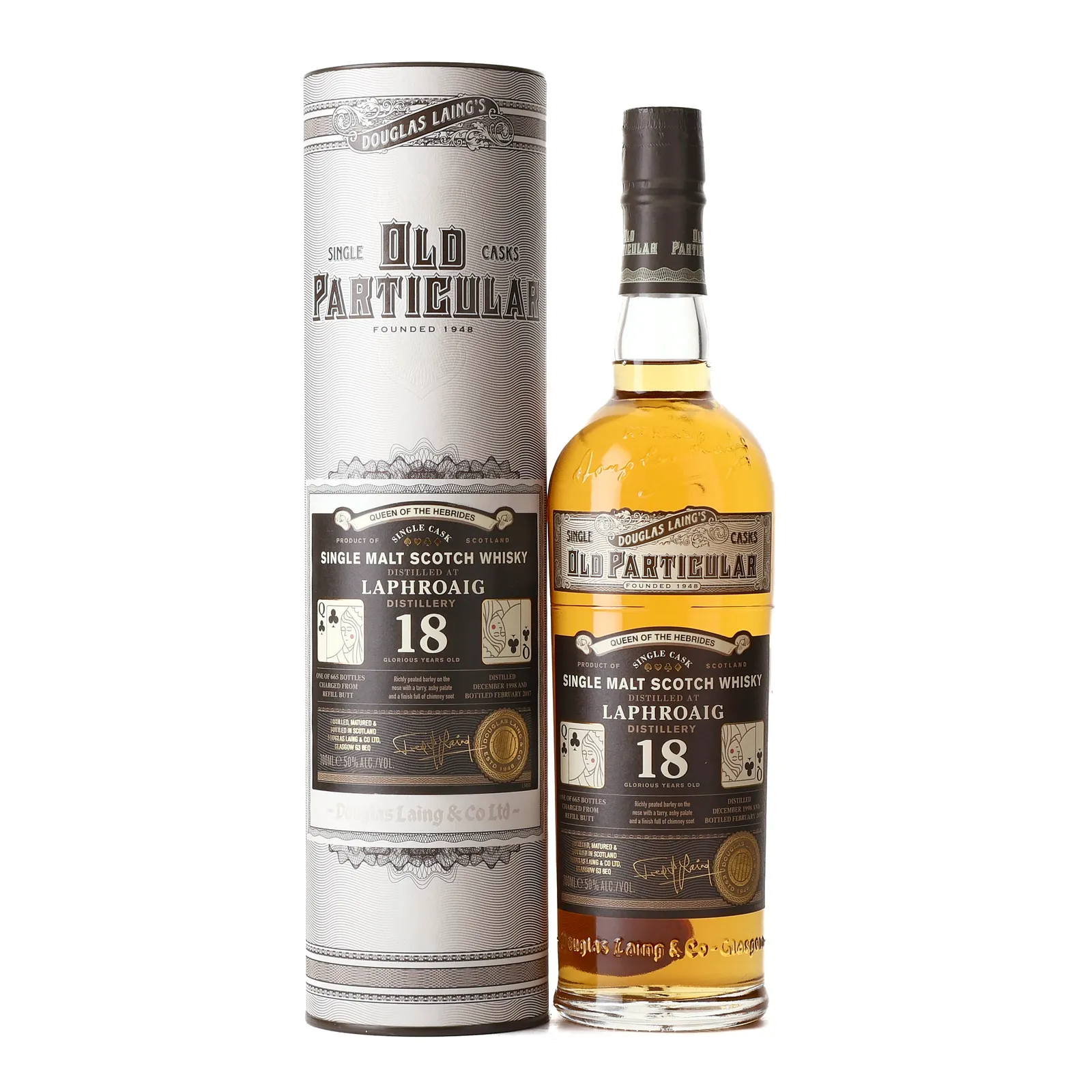 Laphroaig Queen of the Hebrides 18 Year Old, Refill Sherry Butt Cask, Cask #DL11707, 1998, Douglas Laing, 50% whisky bottle