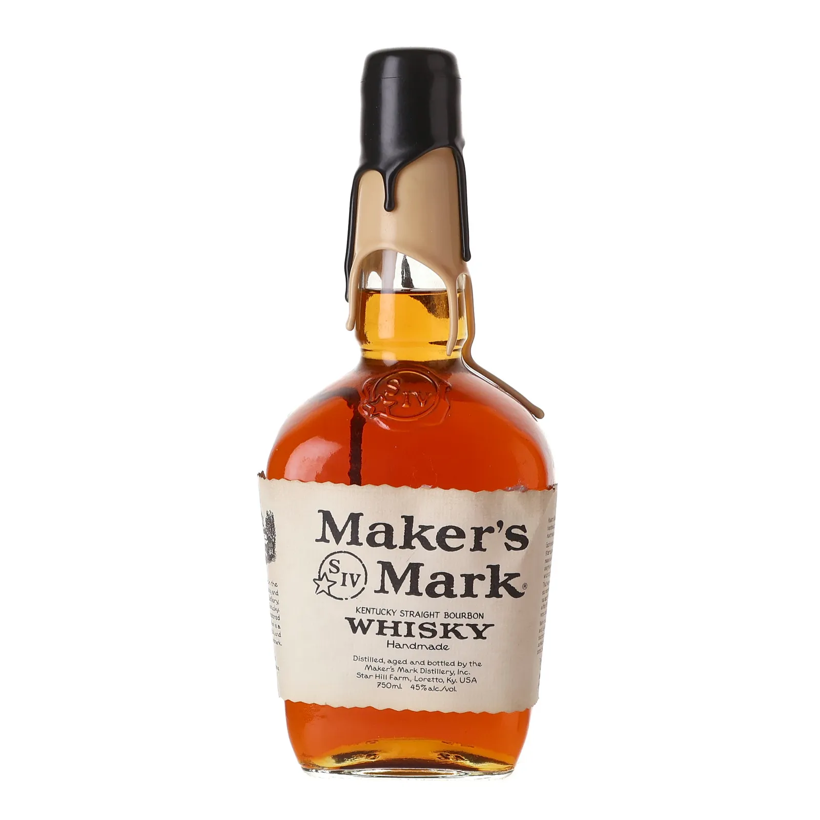 Maker's Mark Black & White Wax, 45% whisky bottle