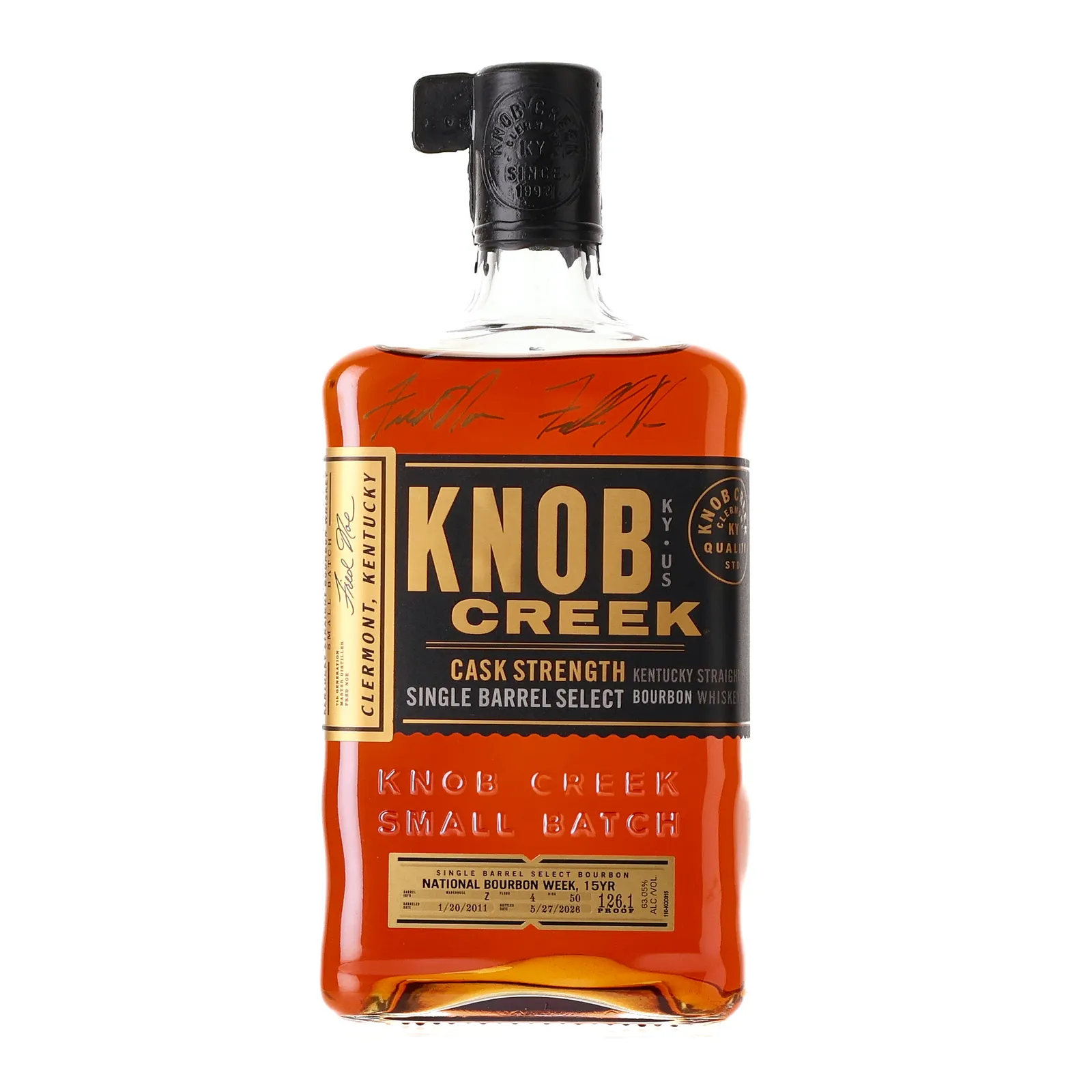 Knob Creek Cask Strength Bourbon National Bourbon Week Private Barrel Selection 15 Year Old, New Charred Oak Cask, Batch No. 2, 2026, 63% whisky bottle