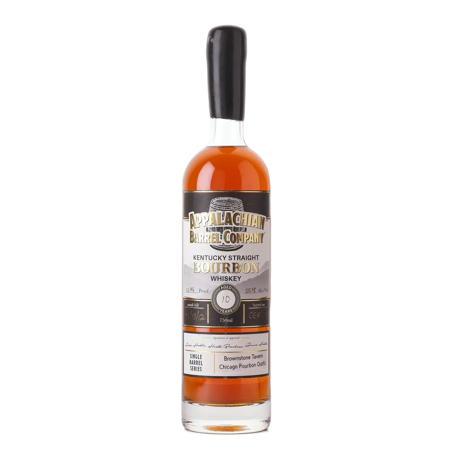 Appalachian Barrel Company Brownstone Tavern 10 Year Old, Cask #CER-04, 56% whisky bottle