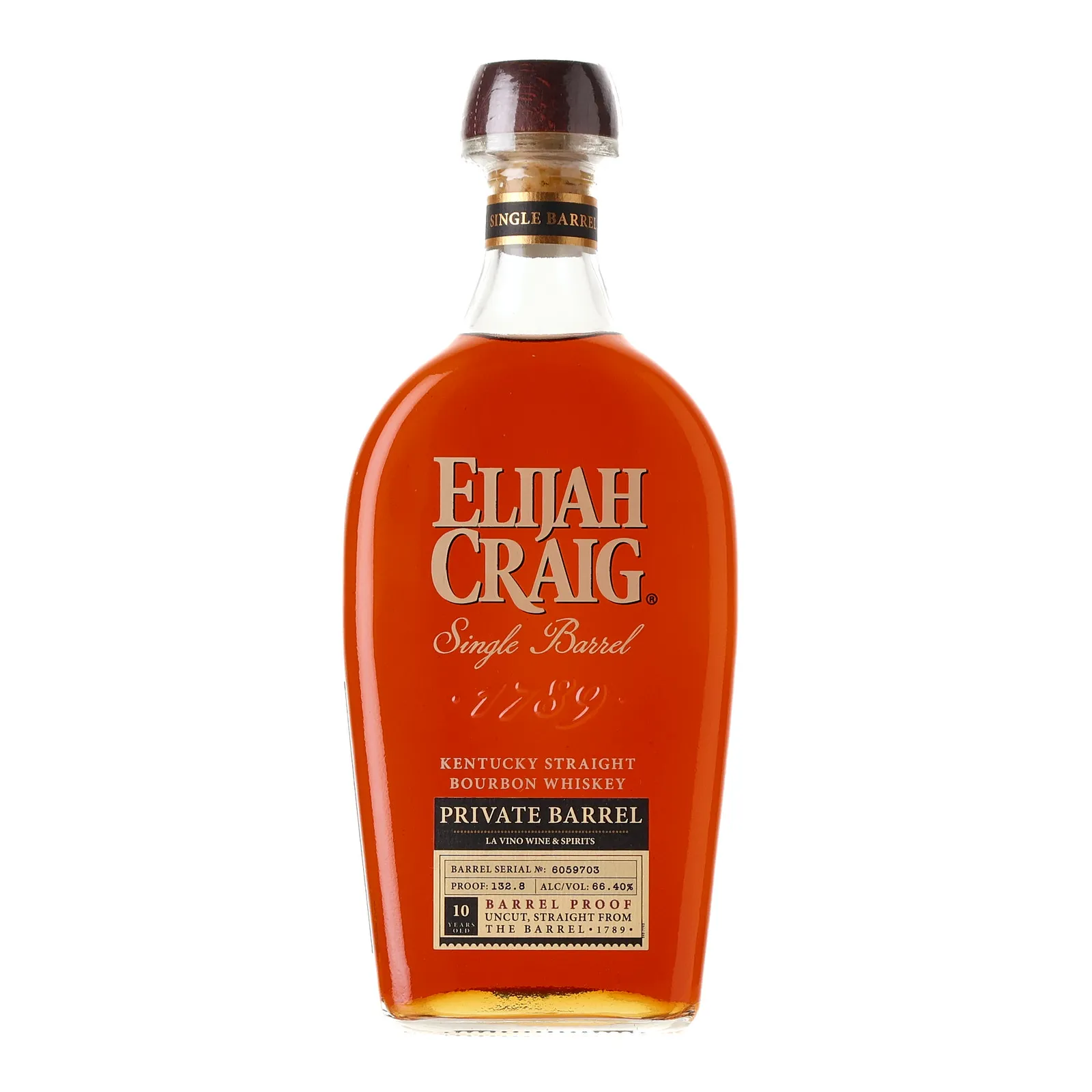 Elijah Craig Barrel Proof Private Barrel Selection 10 Year Old, New Charred Oak Cask, Cask #6059703, 66.4% whisky bottle