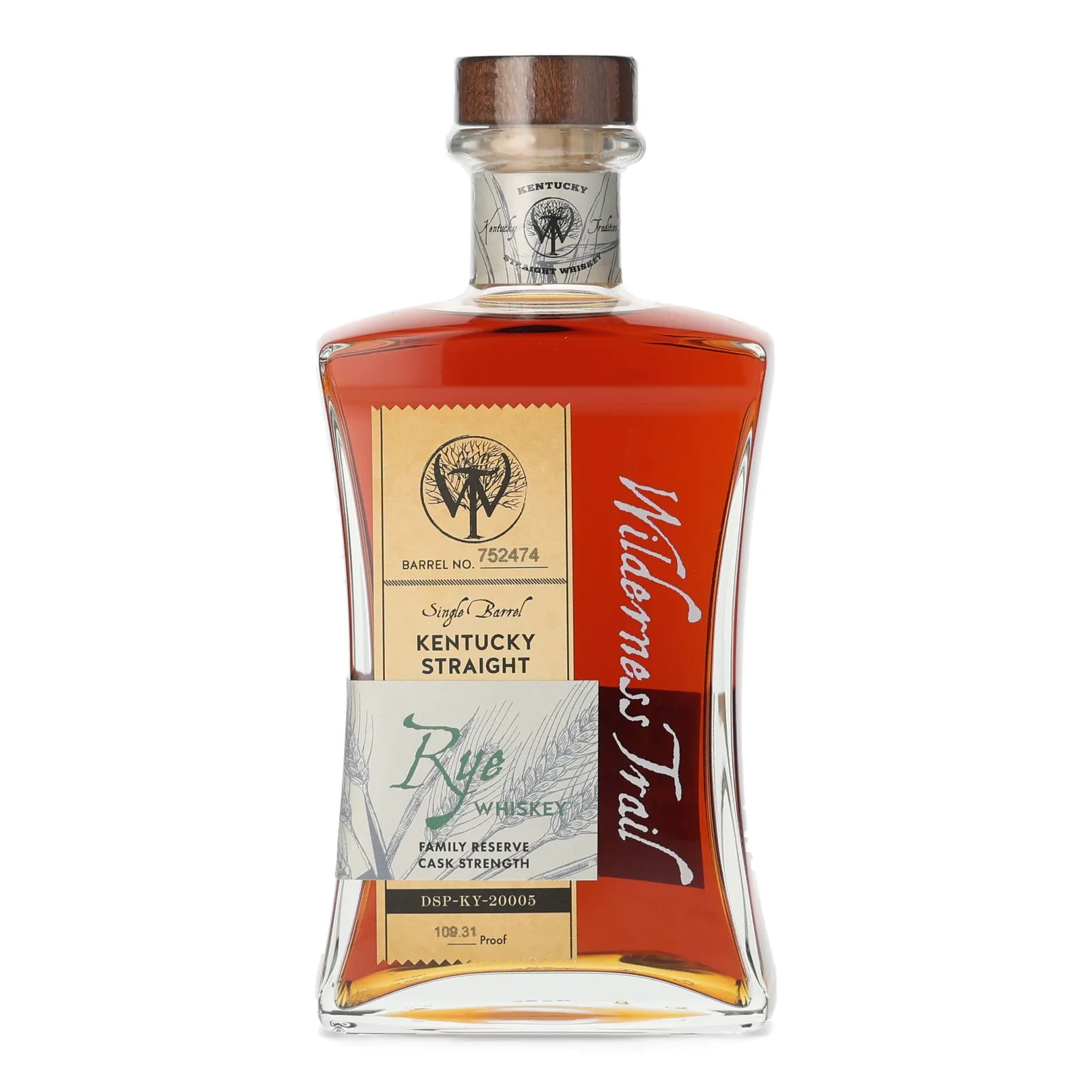 Wilderness Trail Cask Strength Rye Family Reserve, New Charred Oak Cask, Cask #752474, 54.7% whisky bottle