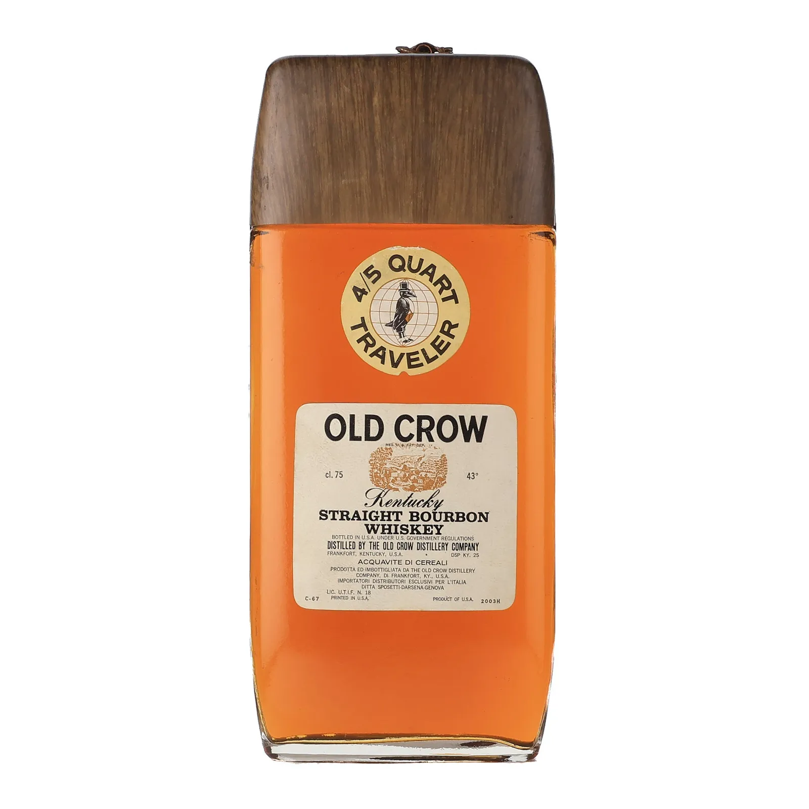 Old Crow Kentucky Straight Bourbon 4 Year Old, New Charred Oak Cask, 1967, 43% whisky bottle