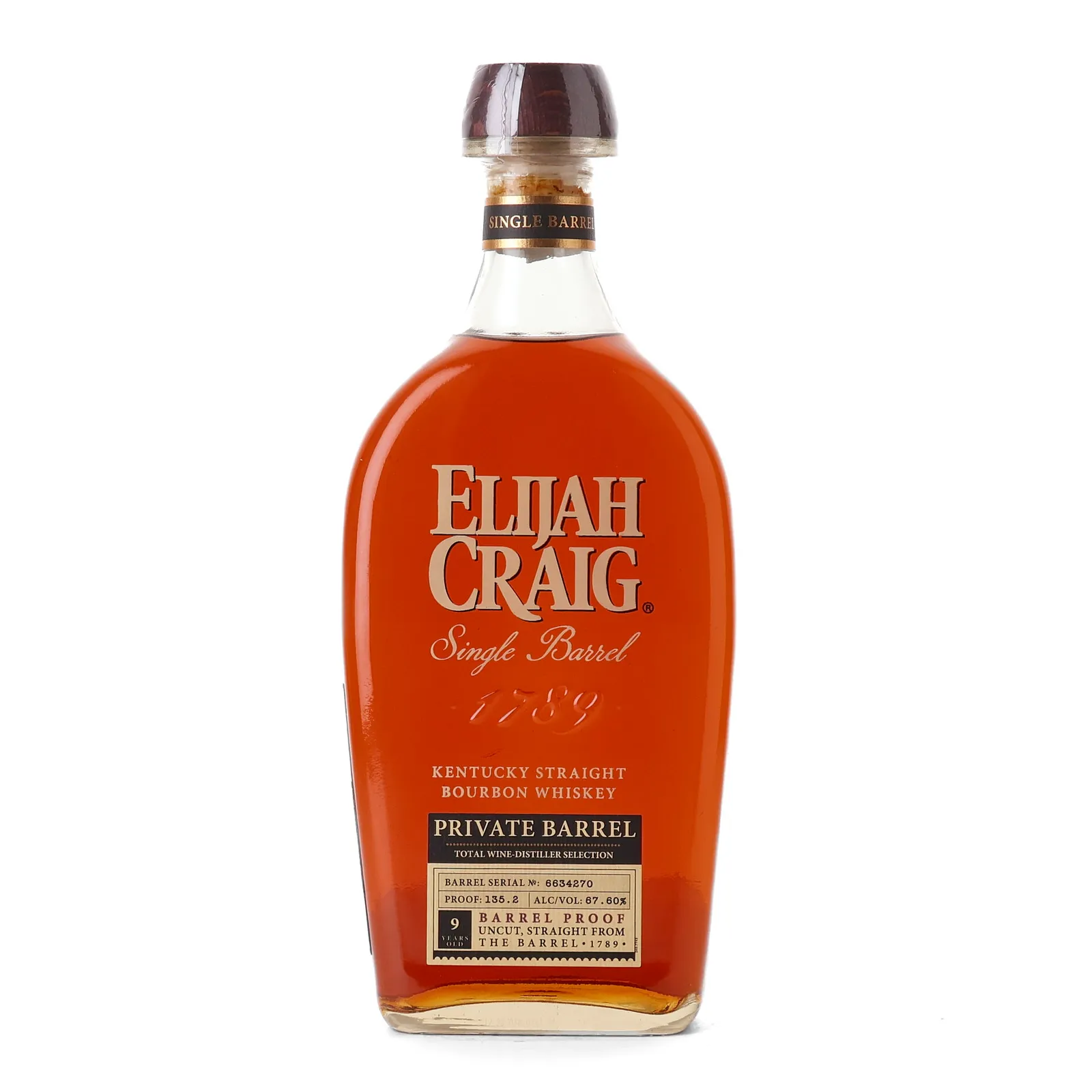 Elijah Craig Private Barrel Barrel Proof 'Total Wine' 9 Year Old, Cask #6634270, 67.6% whisky bottle