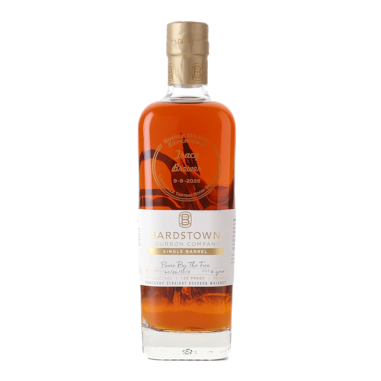 Bardstown Bourbon Company Single Barrel 'Pours By The Fire' Louisville Tasting Room Select 6 Year Old, 2023, 60% whisky bottle