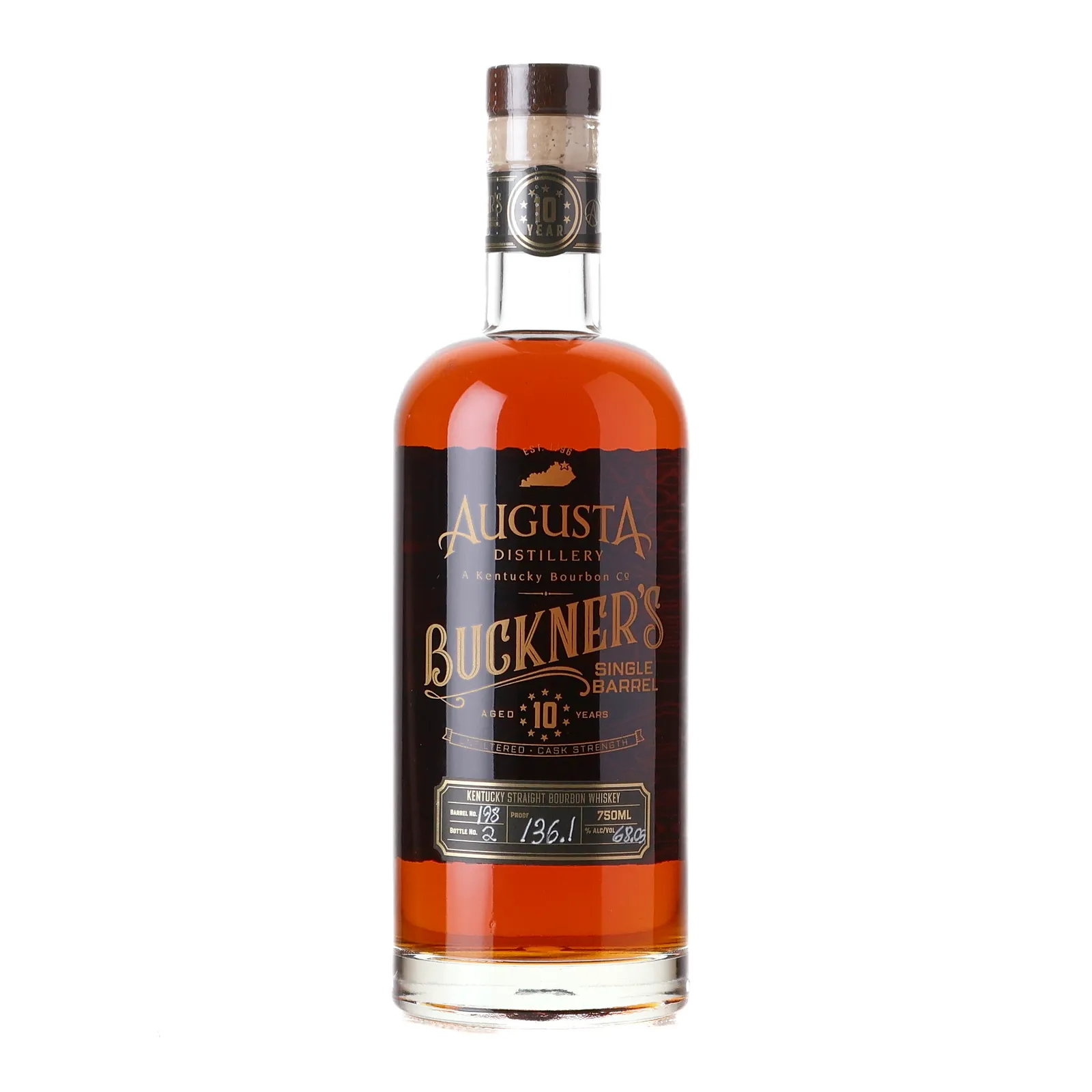 Augusta Distillery Buckner's Single Barrel 10 Year Old, Bourbon Cask, Cask #198, 68.05% whisky bottle