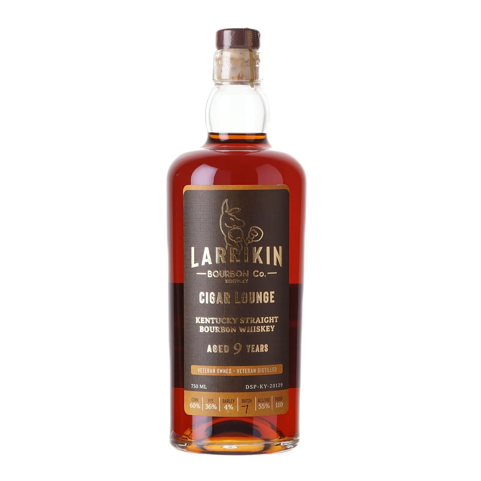 Larrikin Cigar Lounge 9 Year Old, Cognac, Amburana, Jaca, Madeira & Maple Cask, Batch No. 7, 55% whisky bottle