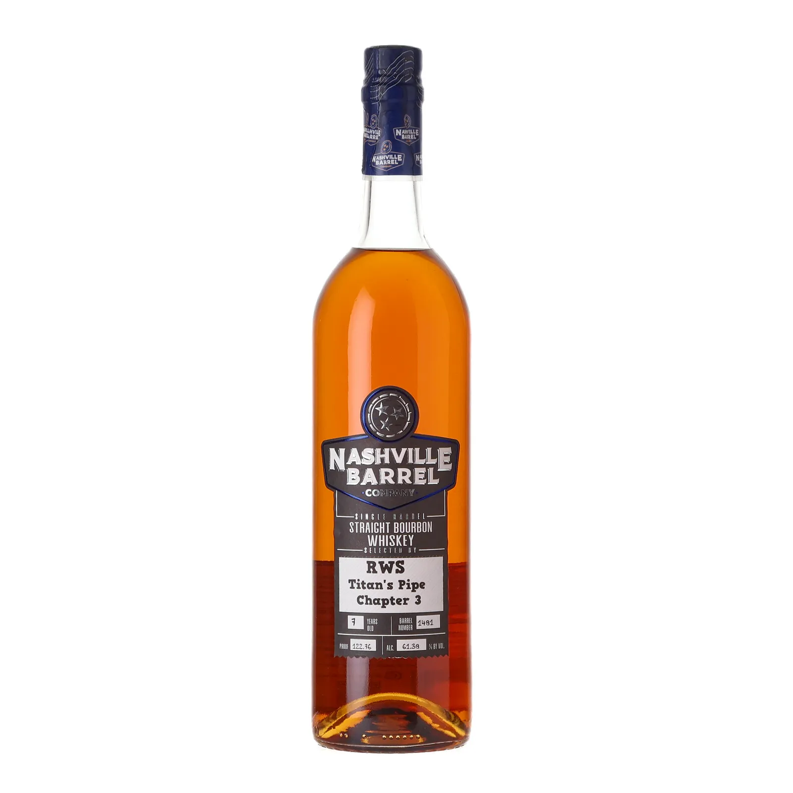 Nashville Barrel Company Single Barrel Straight Bourbon Whiskey 'RWS Titan's Pipe Chapter 3' 7 Year Old, Cask #1481, 61.38% whisky bottle