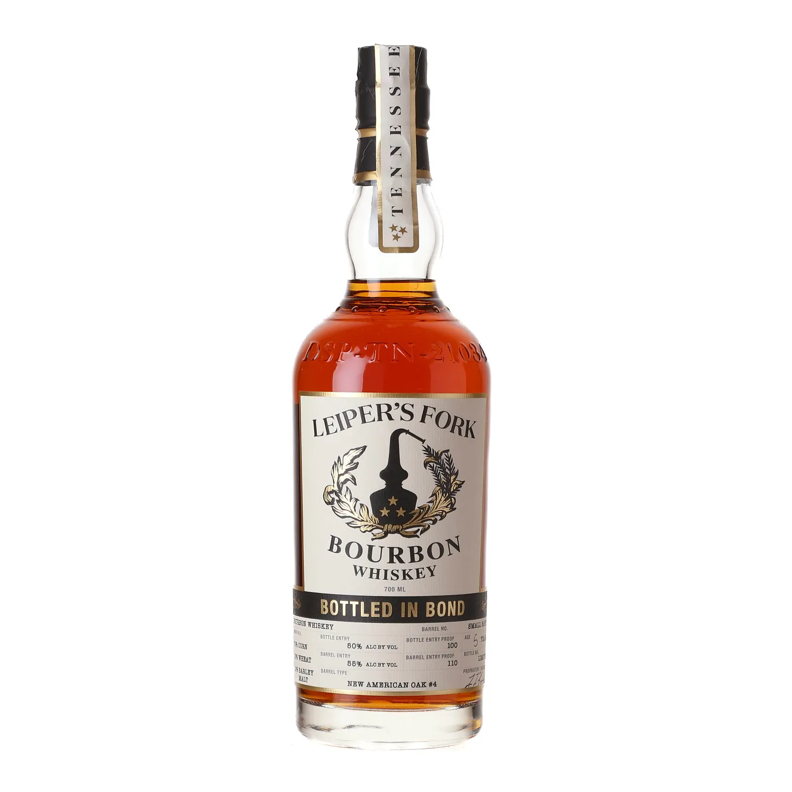 Leiper's Fork Bourbon - Bottled In Bond 5 Year Old, New American Oak #4 Char Cask, Batch No. 28, 50% whisky bottle
