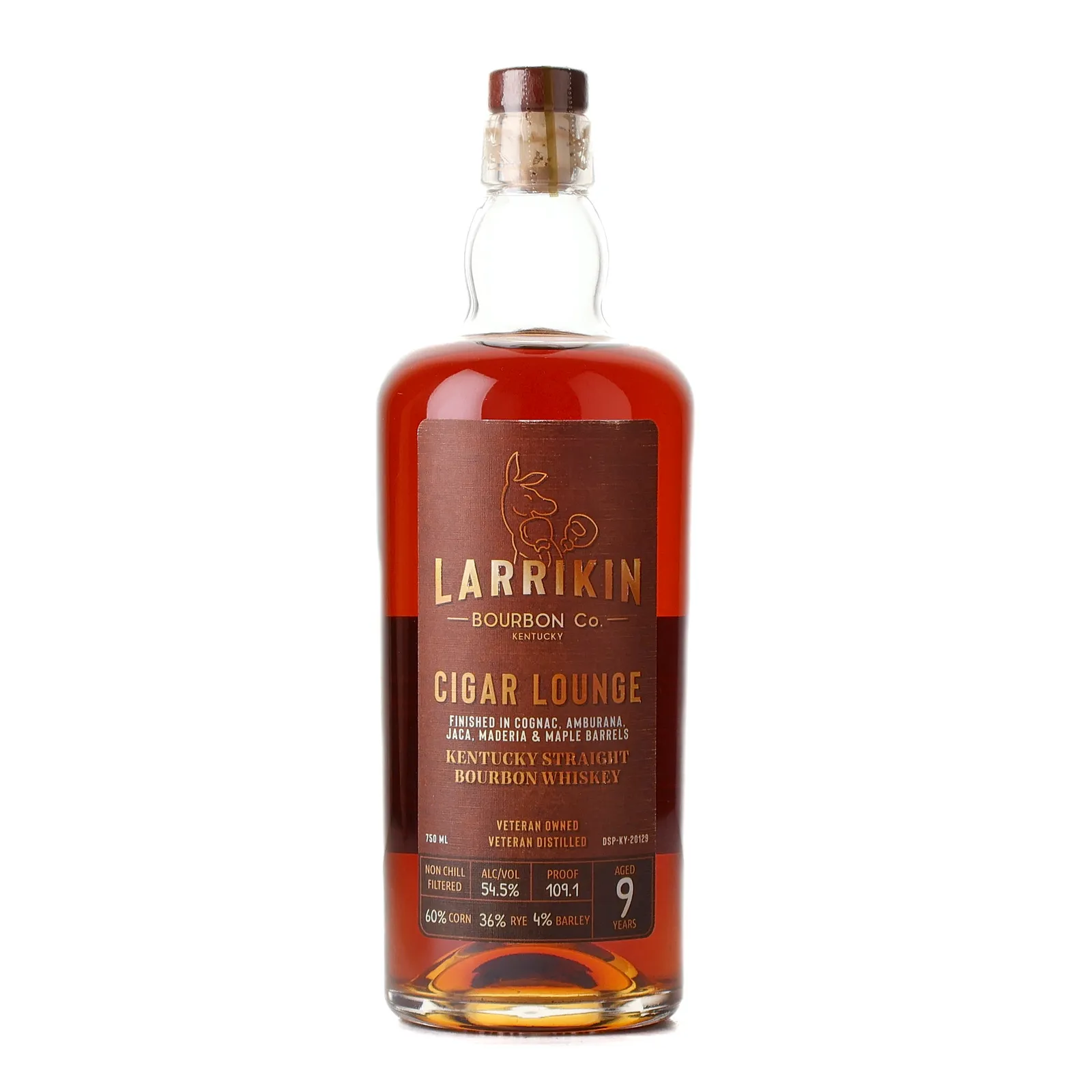 Larrikin Cigar Lounge 9 Year Old, Cognac, Amburana, Jaca, Madeira & Maple Cask, 54.5% whisky bottle
