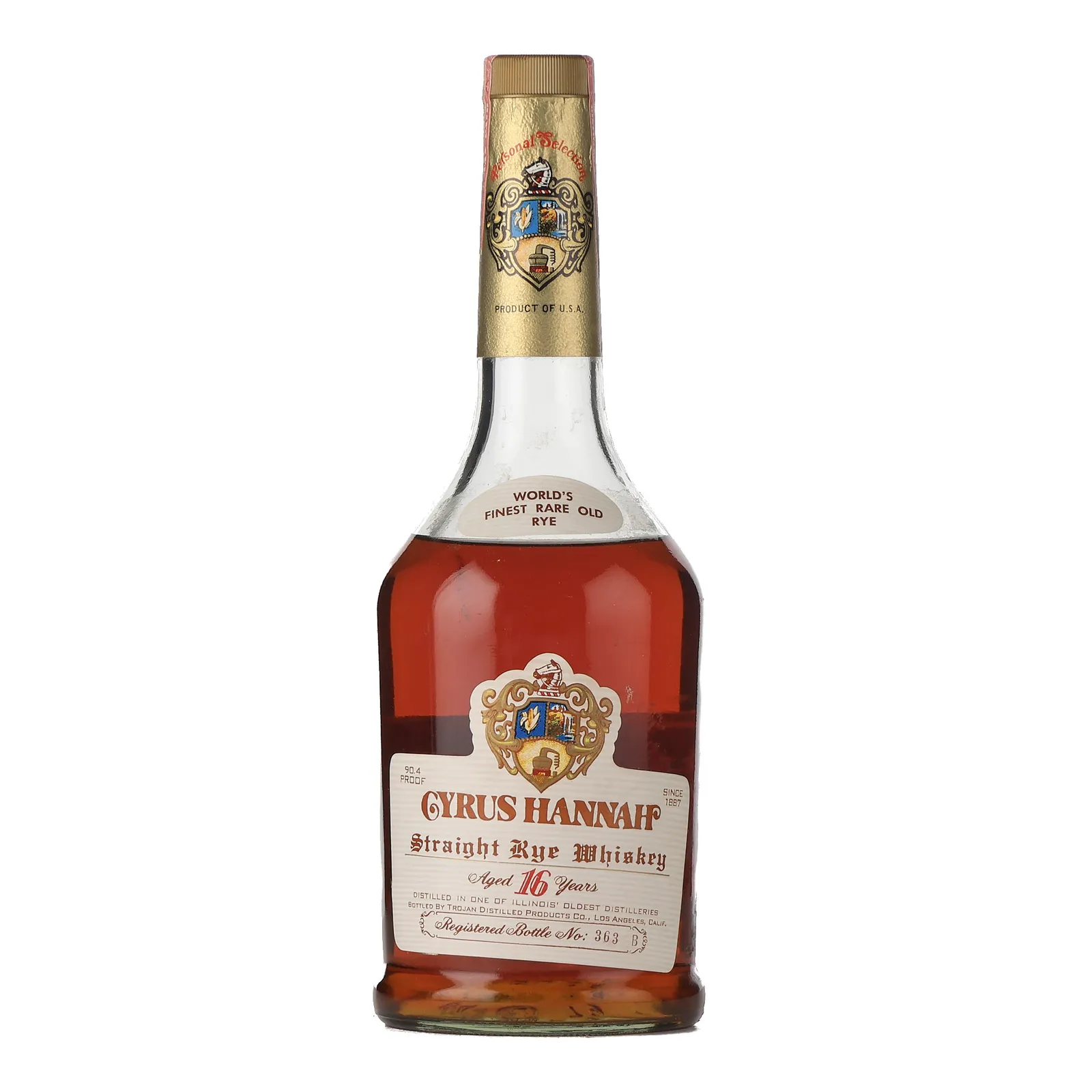 Cyrus Hannah Rare Old 16 Year Old, Oak Cask, Trojan Distilled Products Co., 45.2% whisky bottle