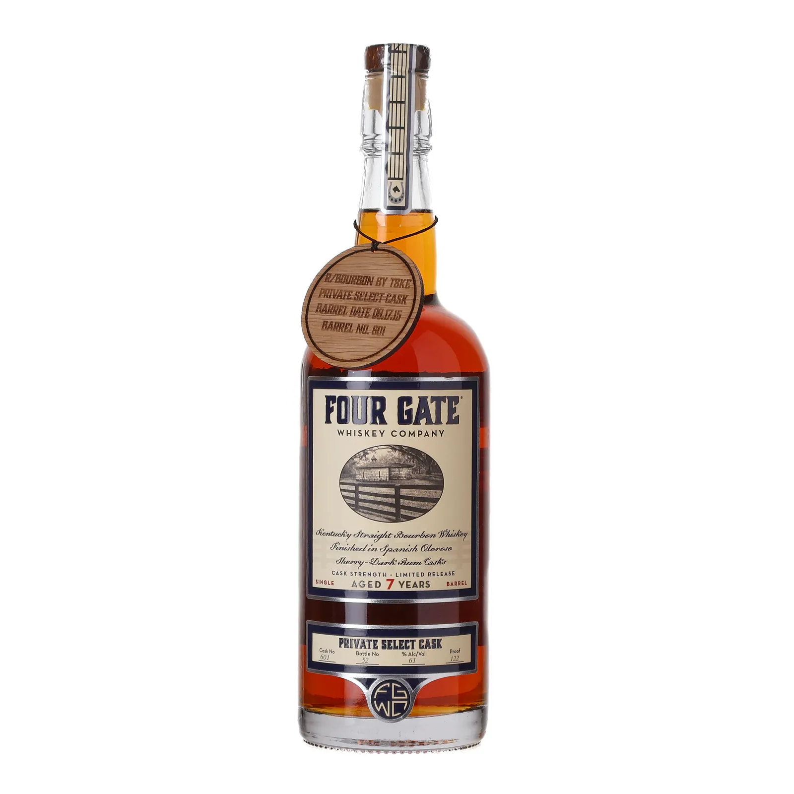 Four Gate Private Select Cask #7 Year Old, Dark Rum & Oloroso Sherry Cask, Cask #601, 61% whisky bottle