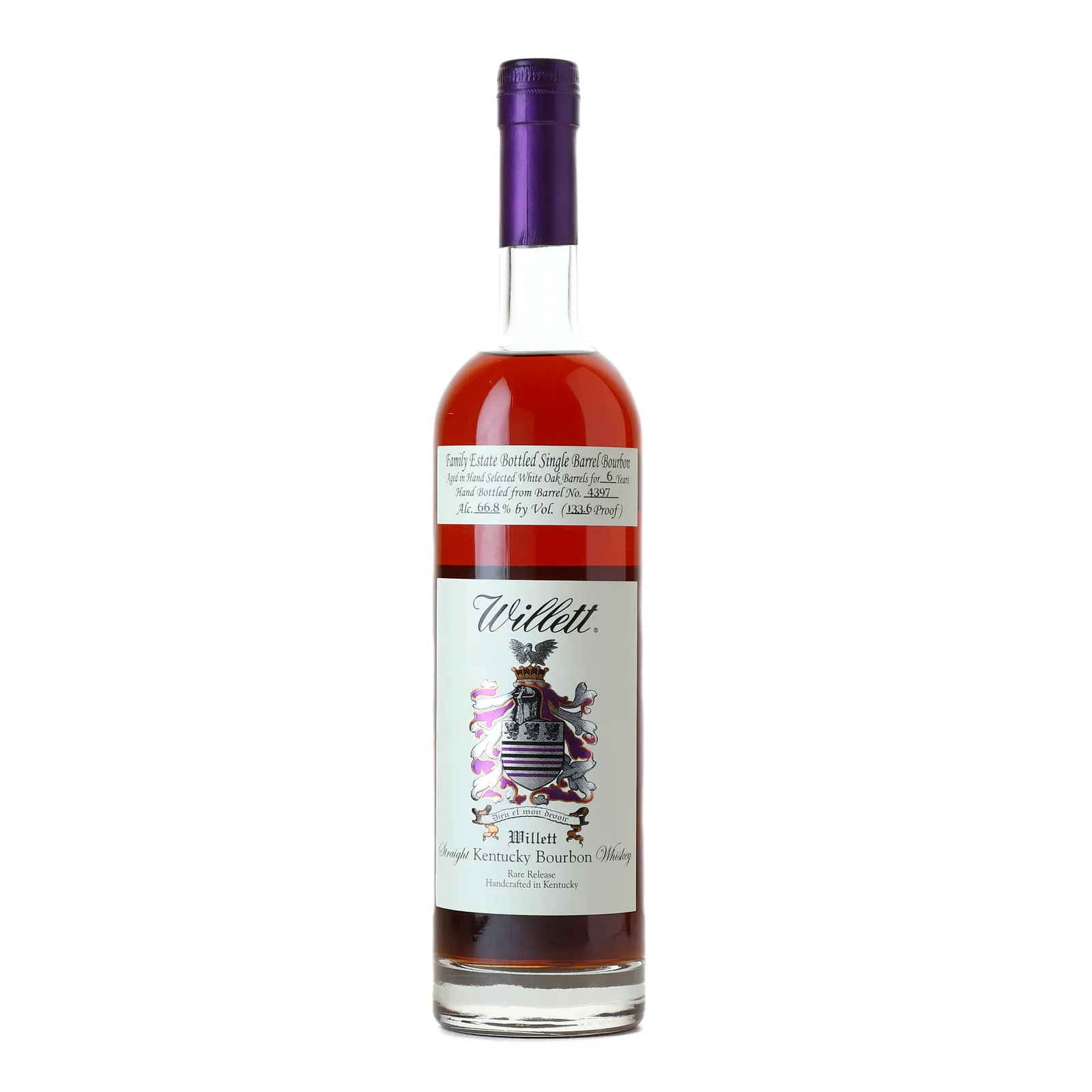 Willett Family Estate Single Barrel Bourbon 6 Year Old, White Oak Cask, Cask #4397, 66.8% whisky bottle