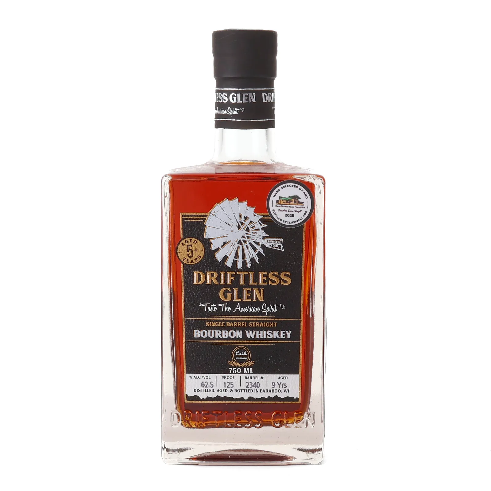 Driftless Glen Single Barrel Straight Bourbon 'Dana-Thomas House Foundation' 9 Year Old, Cask #2340, 2025, 62.5% whisky bottle