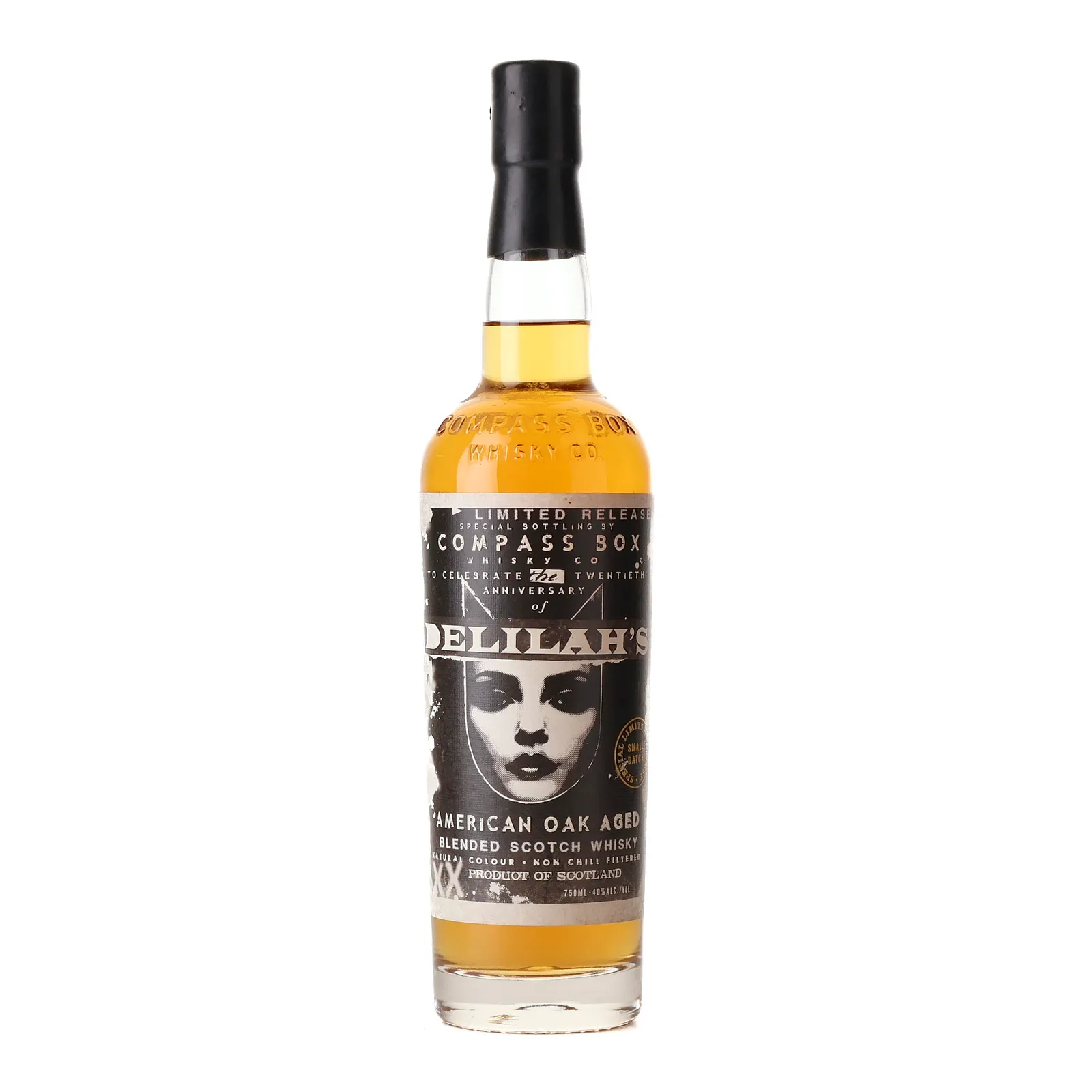 Compass Box Delilah's 20th Anniversary, American Oak Cask, 2013, 40% whisky bottle